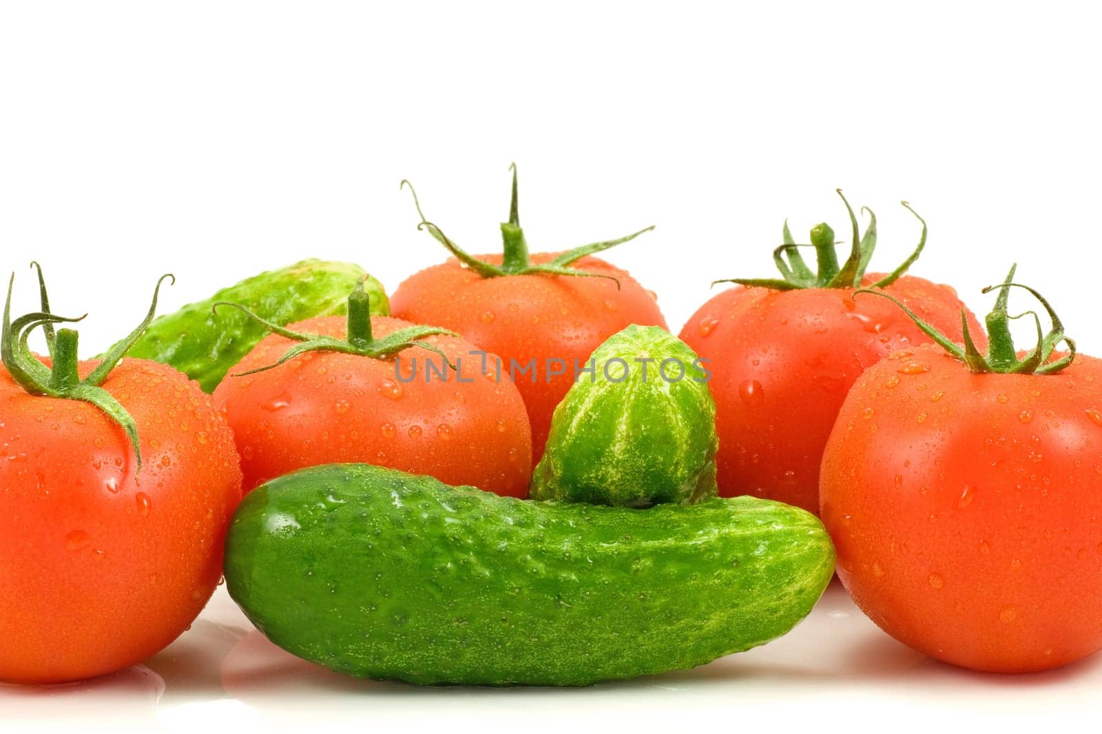 close-up of vegetables on a white background