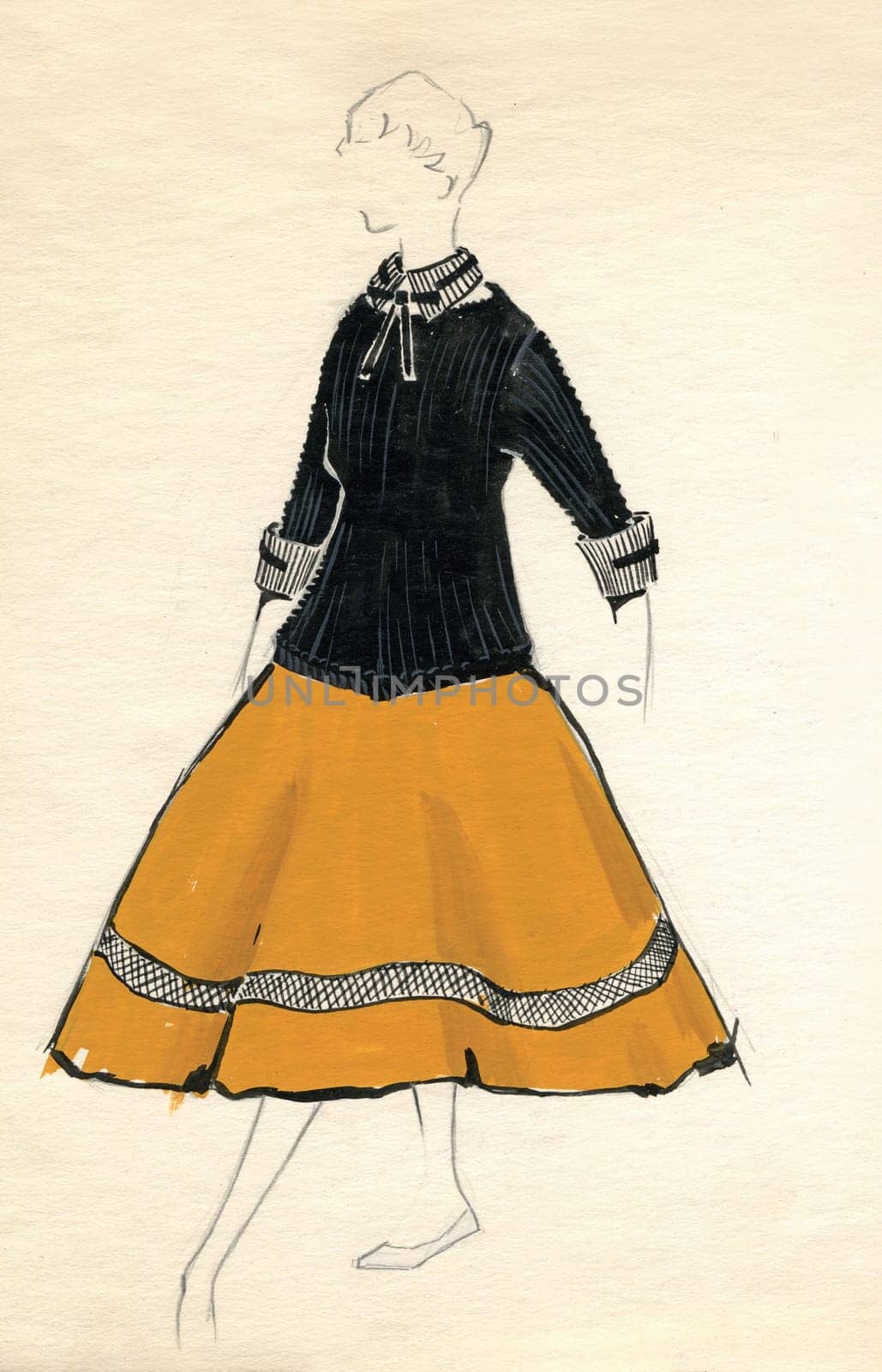 Sketch of a woman dress over plain background