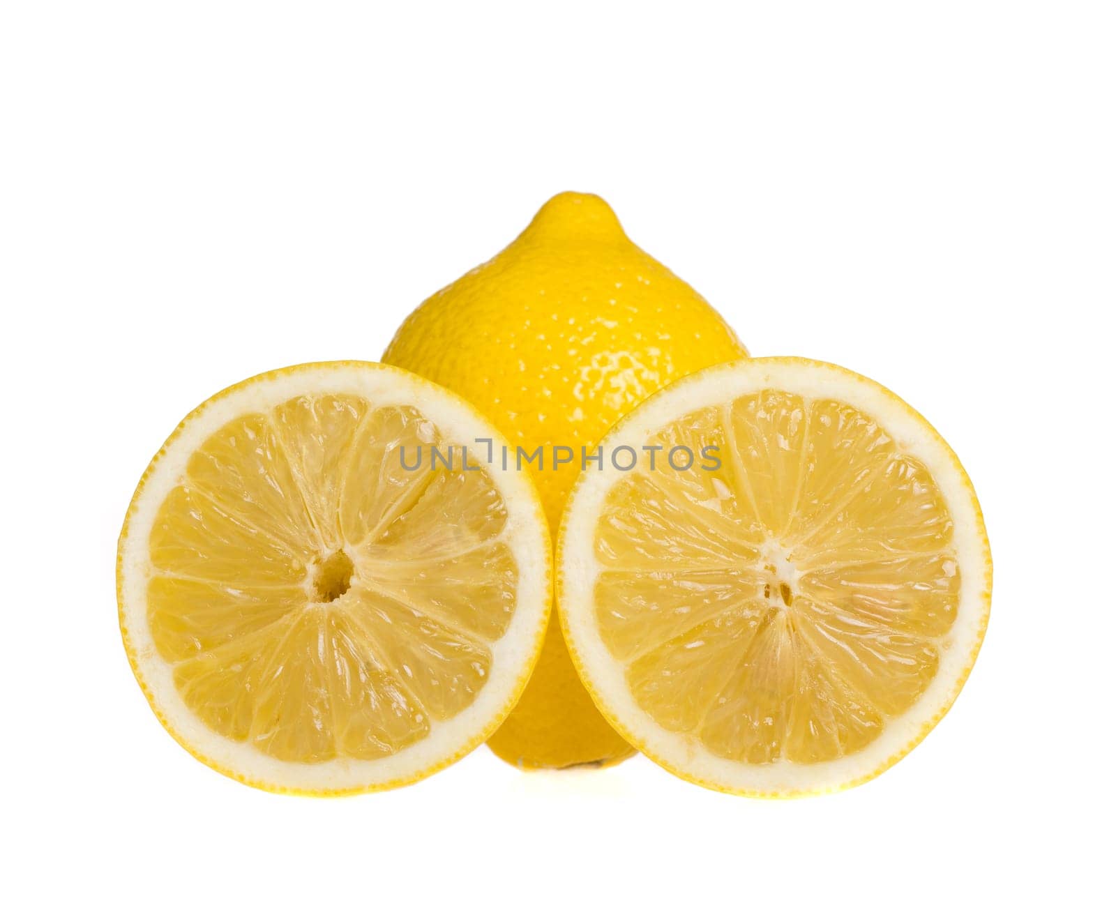 Fresh ripe lemons. Isolated on white background
