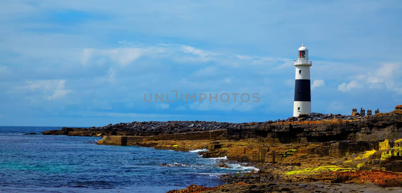 Inis Oirr (Inisheer) Lighthouse on Inisheer island, Ireland.