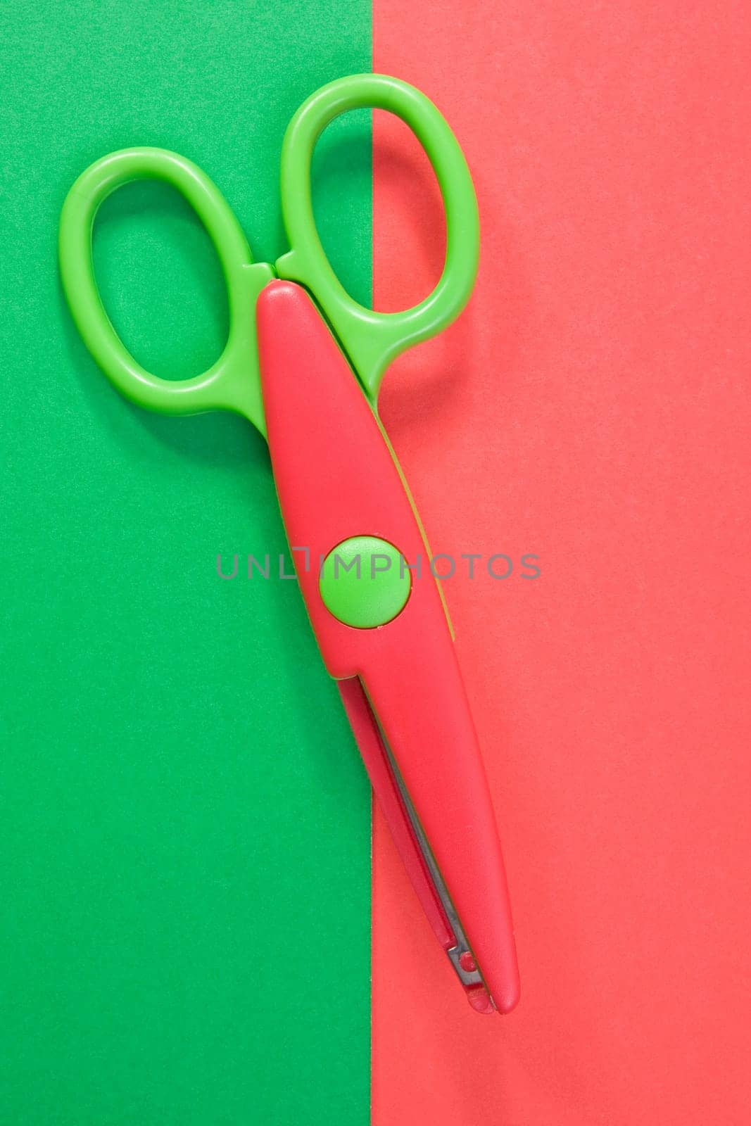 creativity concept. Colorful paper with child&#039 s scissors