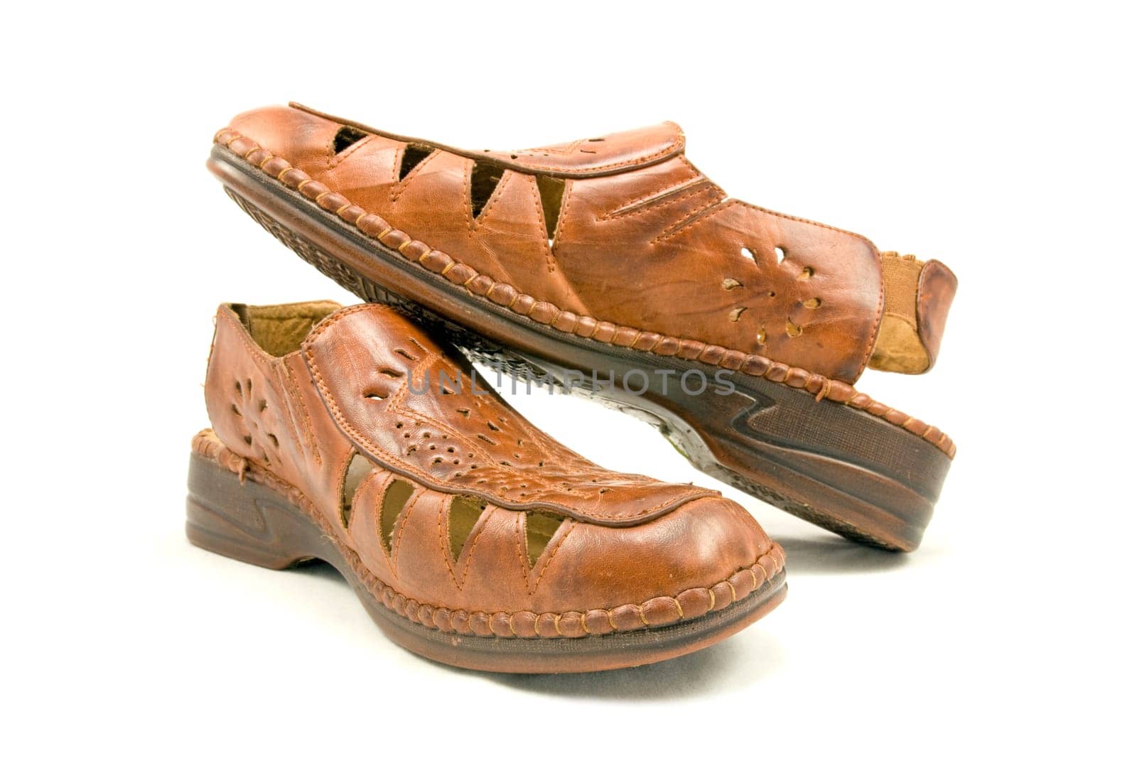 brown leather shoes isolated on white background