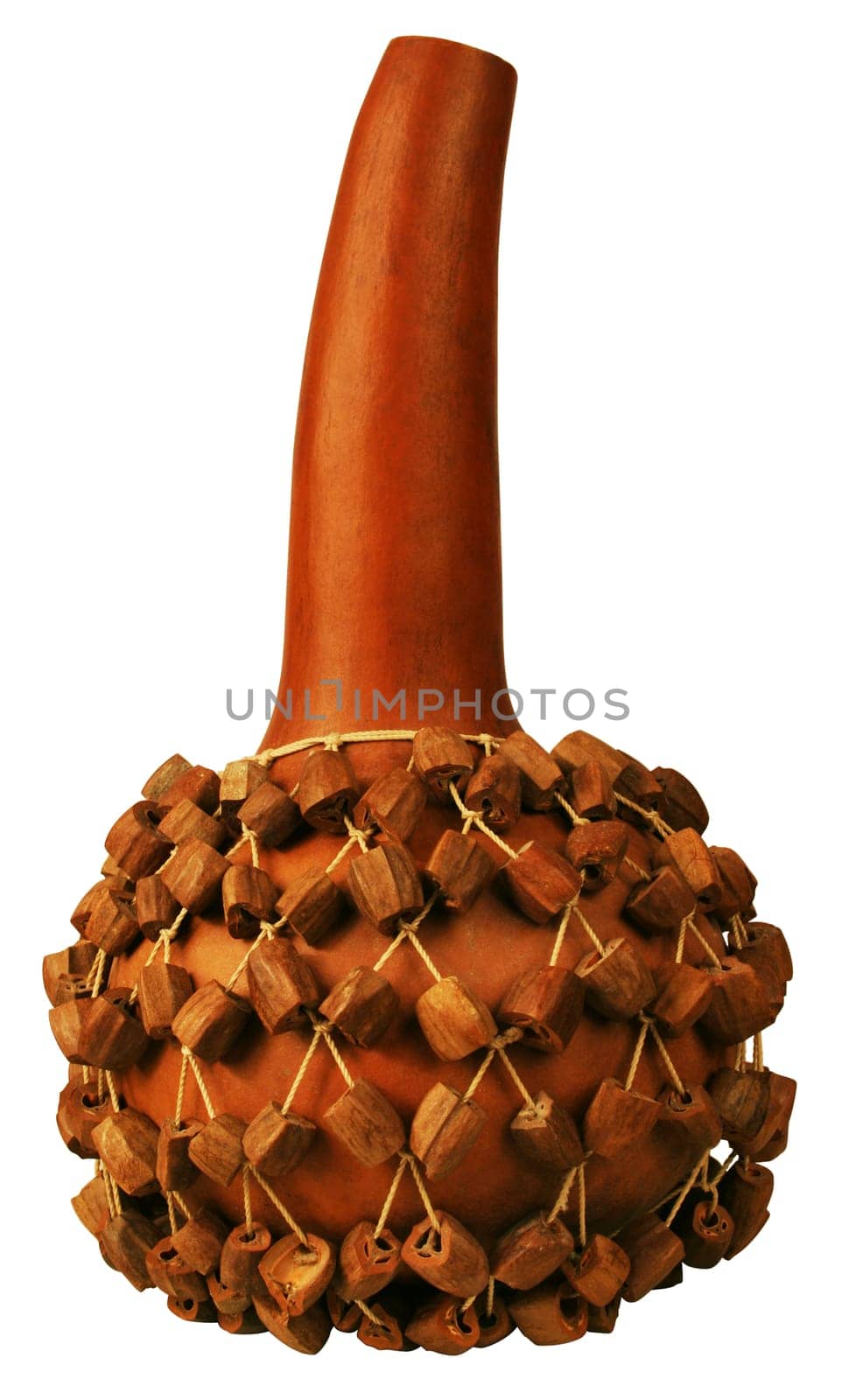 Traditional gourd shekere isolated on white background