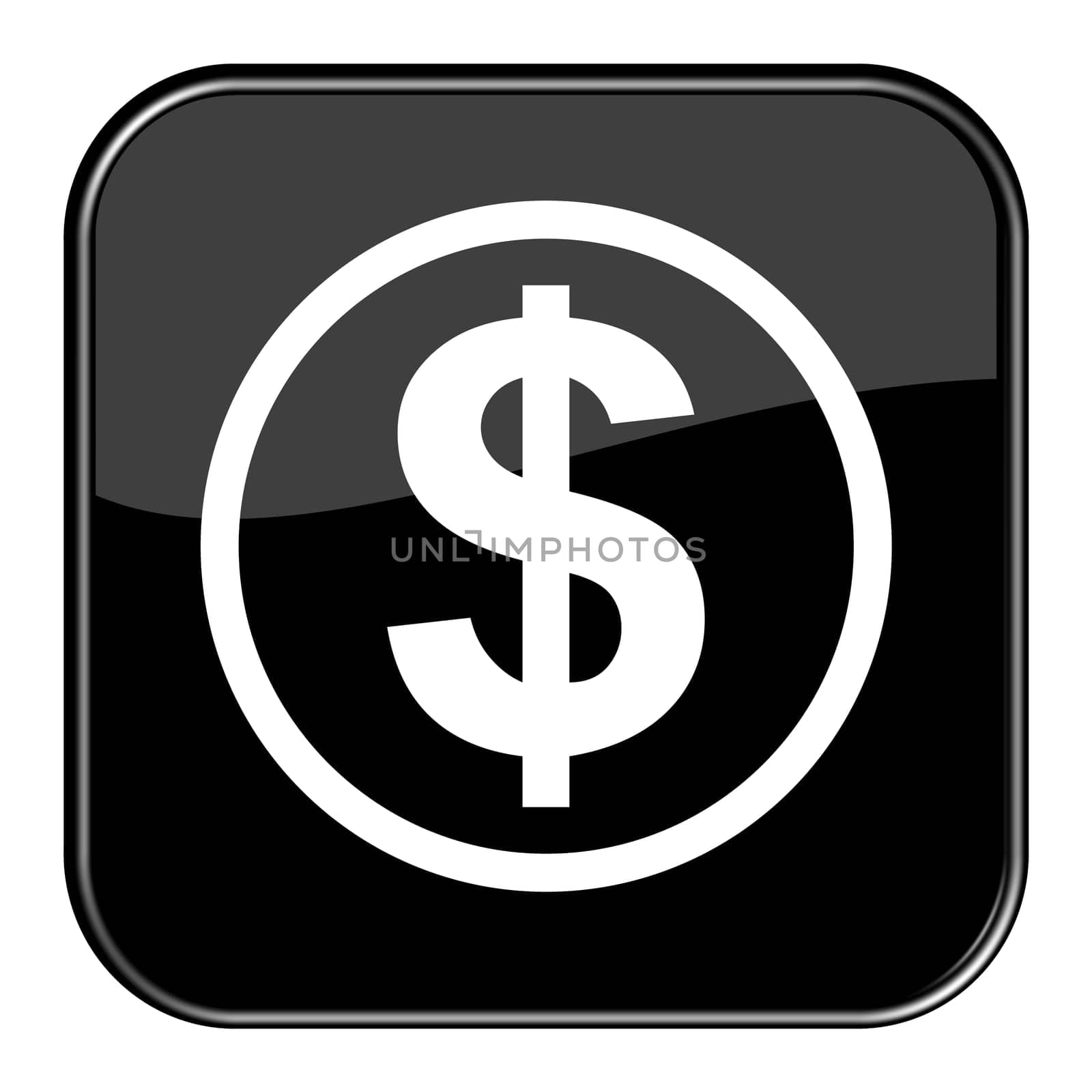 Glossy Button Black - Dollar Sign