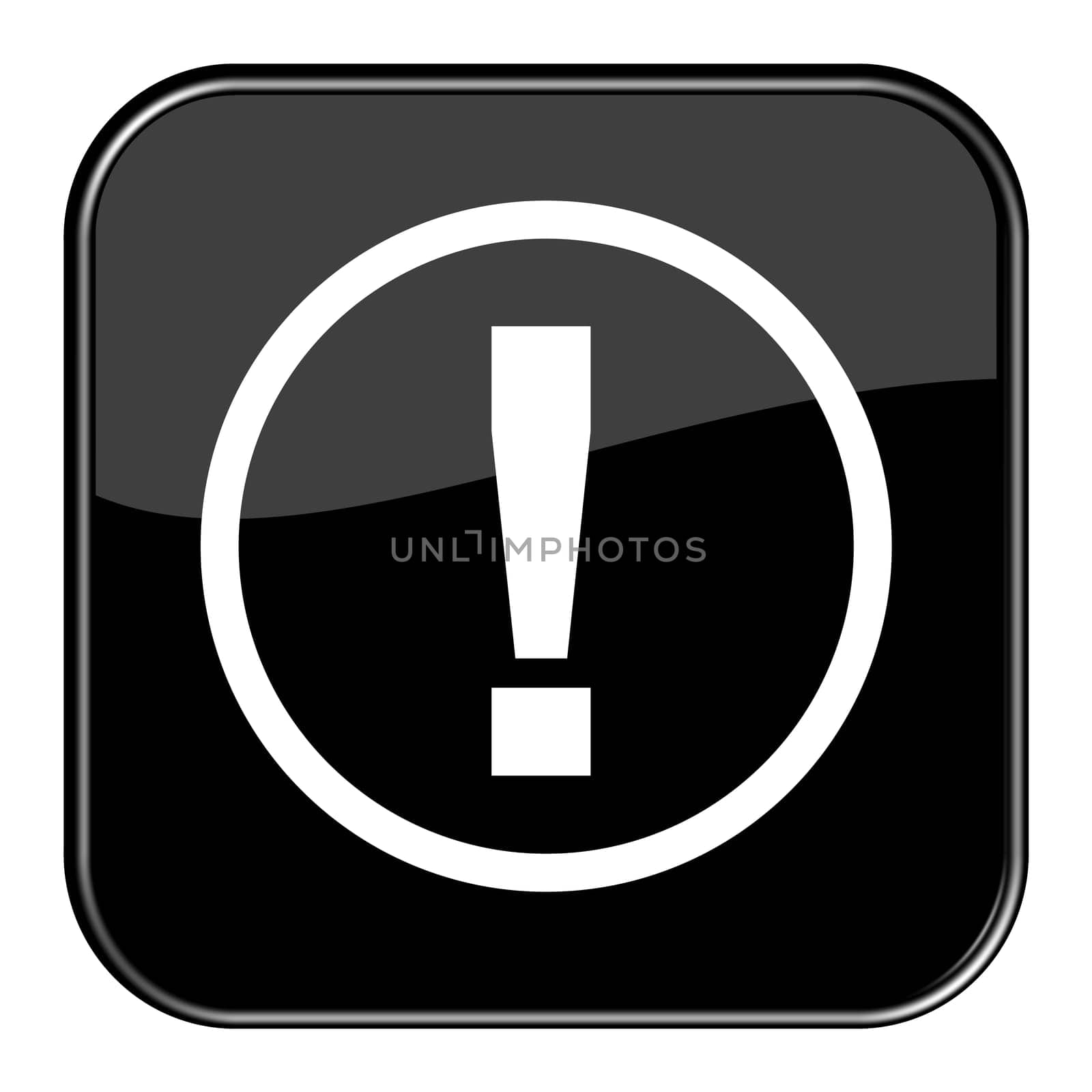 Glossy Button black - exclamation mark