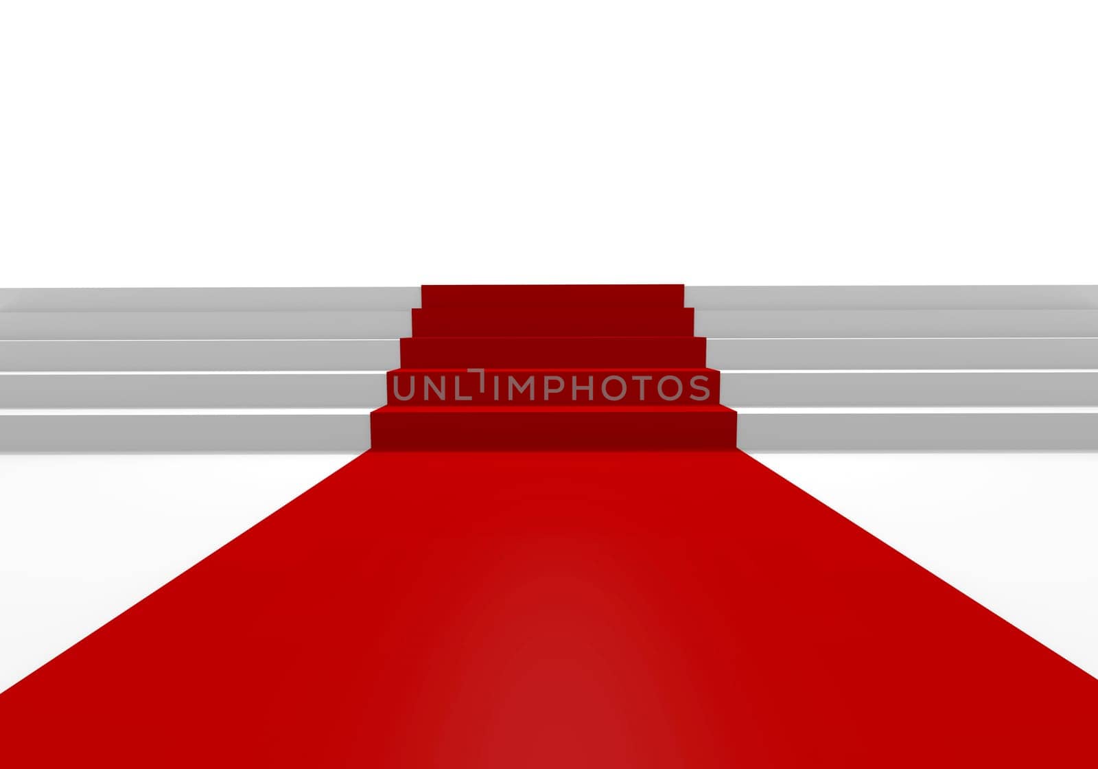 White Stairs with a red carpet,3d image