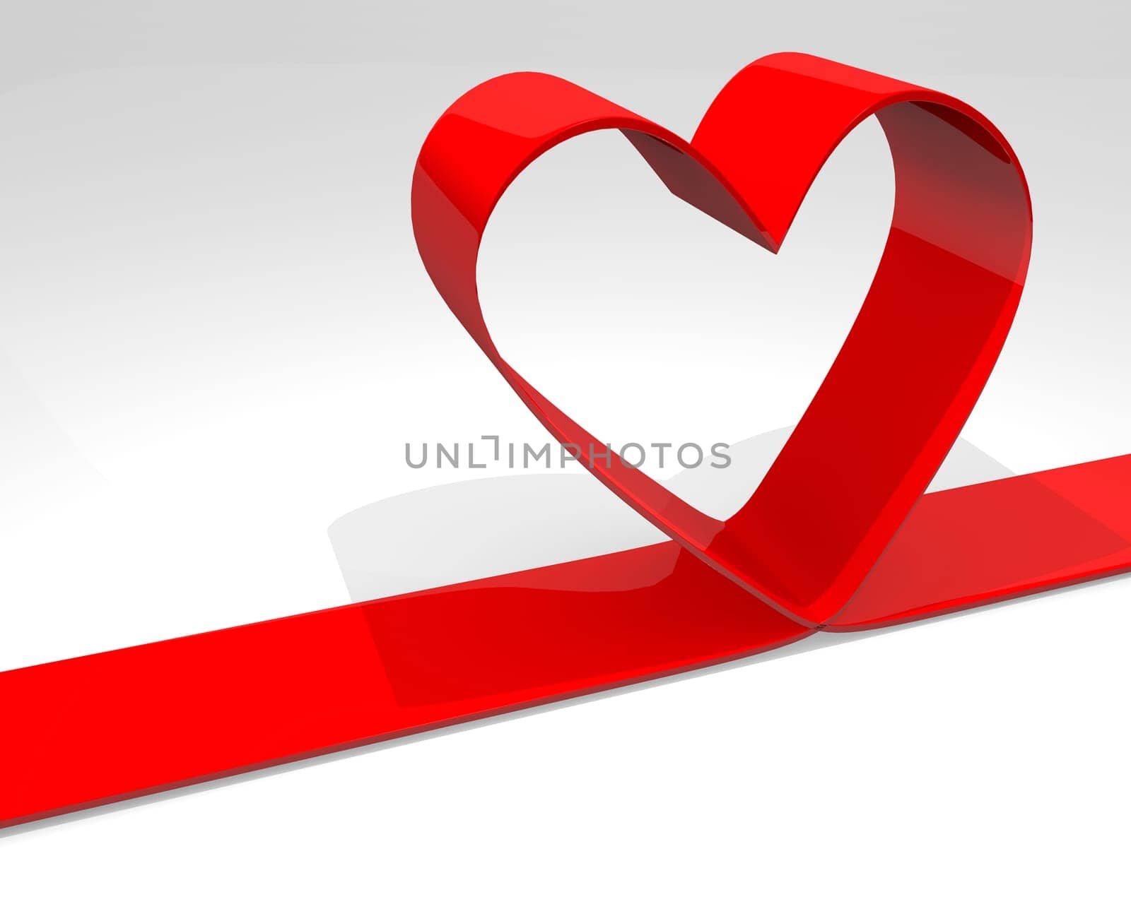 Red heart shaped ribbon,3d image