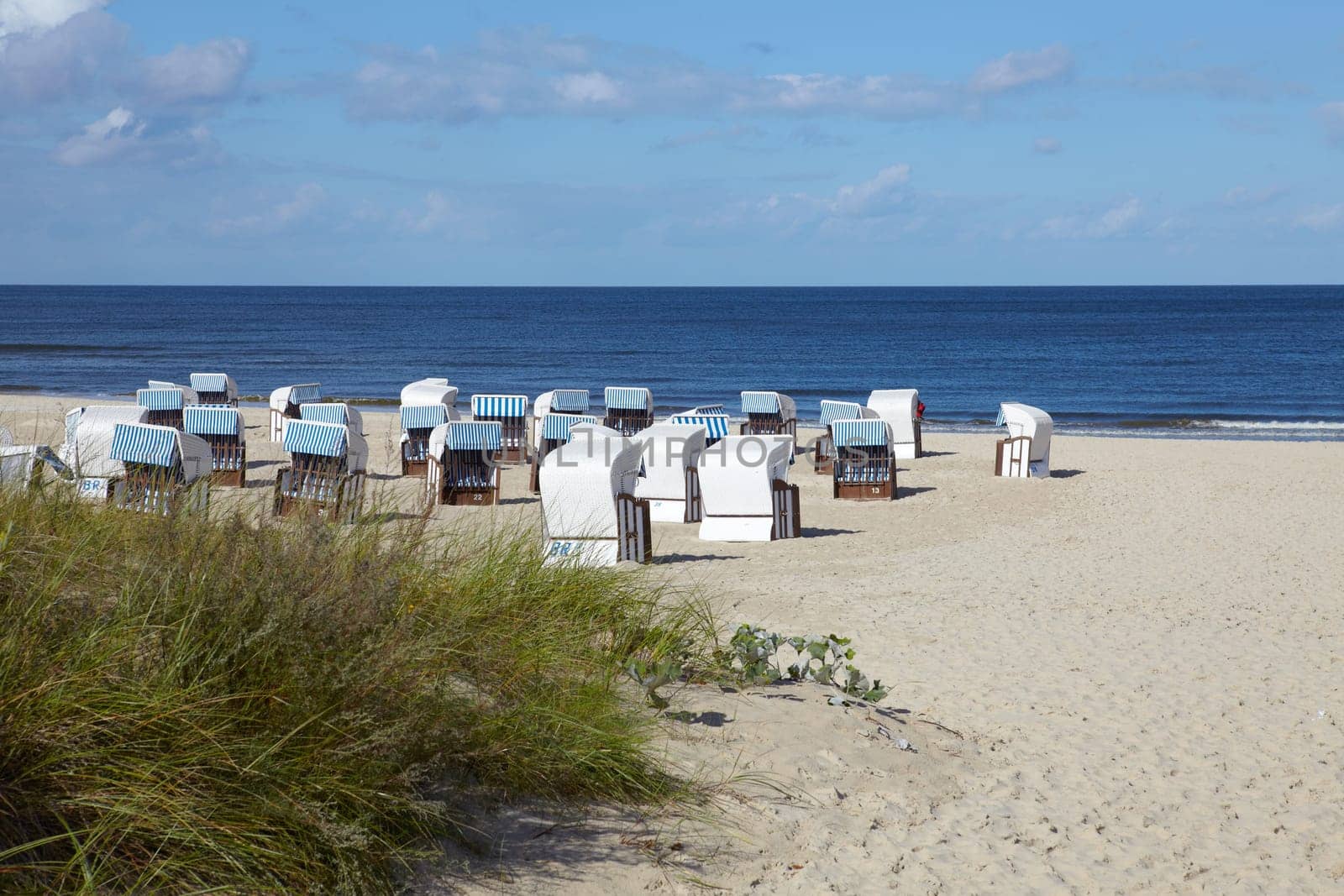 Beach chairs on the beach of the Baltic Sea of Ahlbeck on the island of Usedom