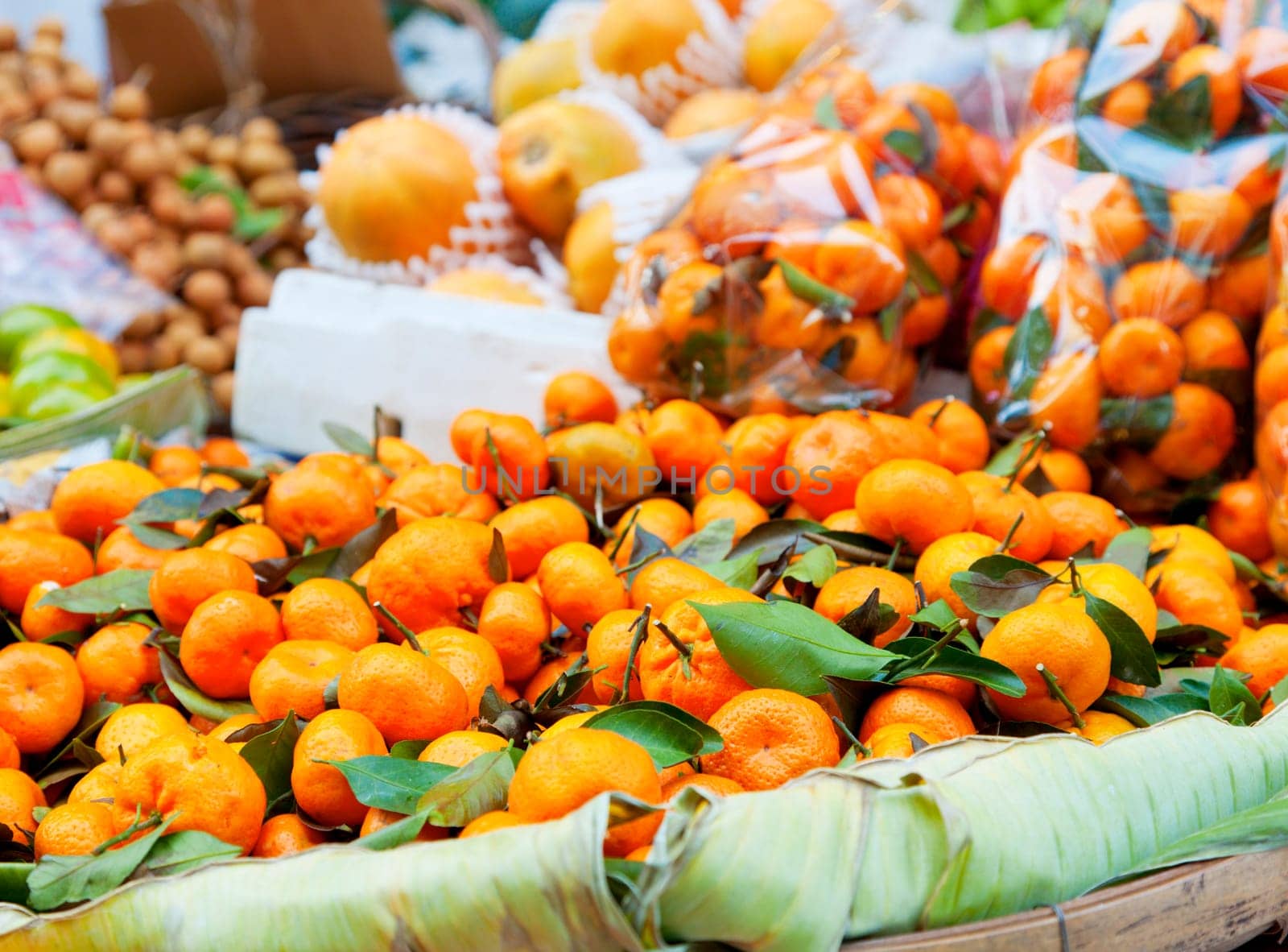 Fruit basket on a street market in Bangkok, Thailand