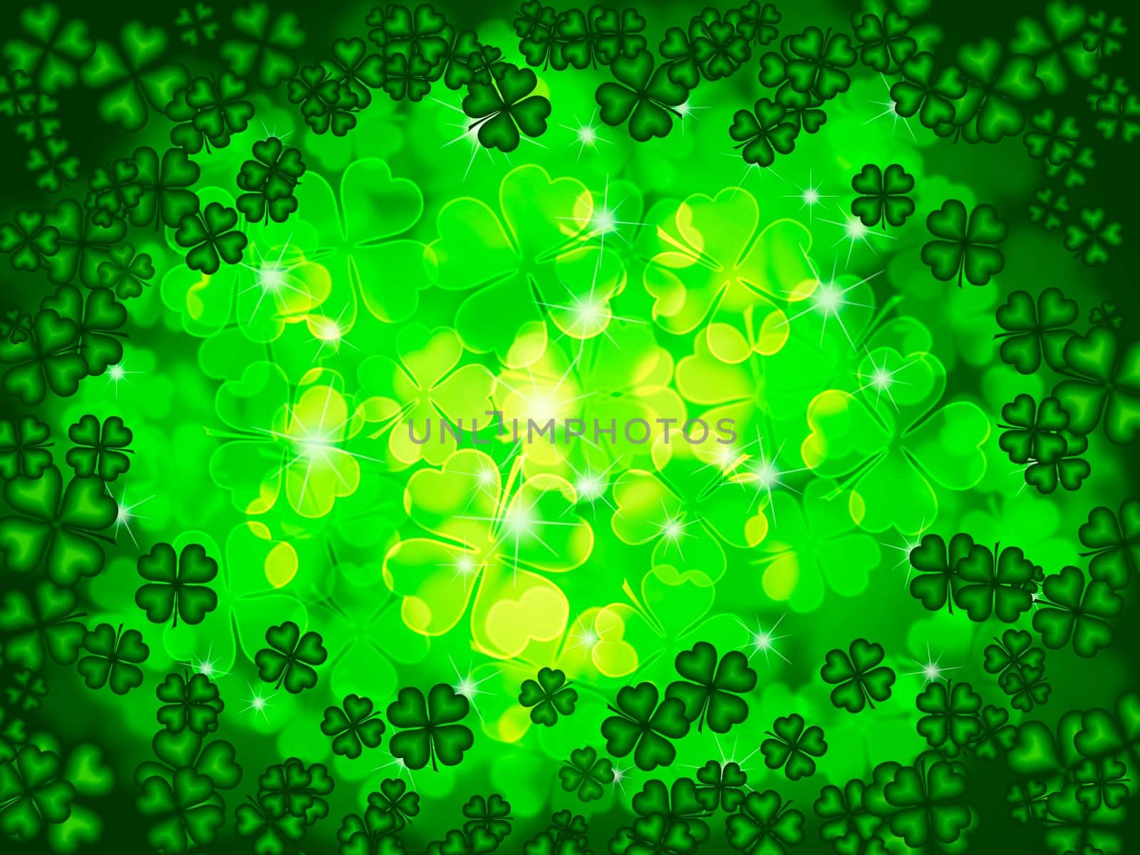 St Patricks Day Four Leaf Clover Shamrock with Blurred Background