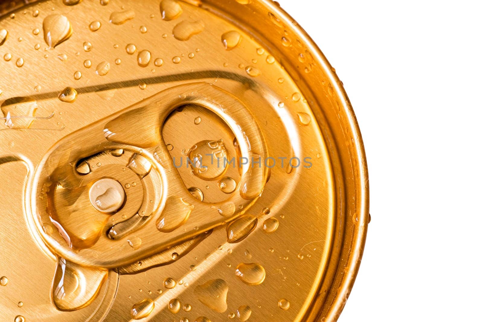 top of beer can over a white background