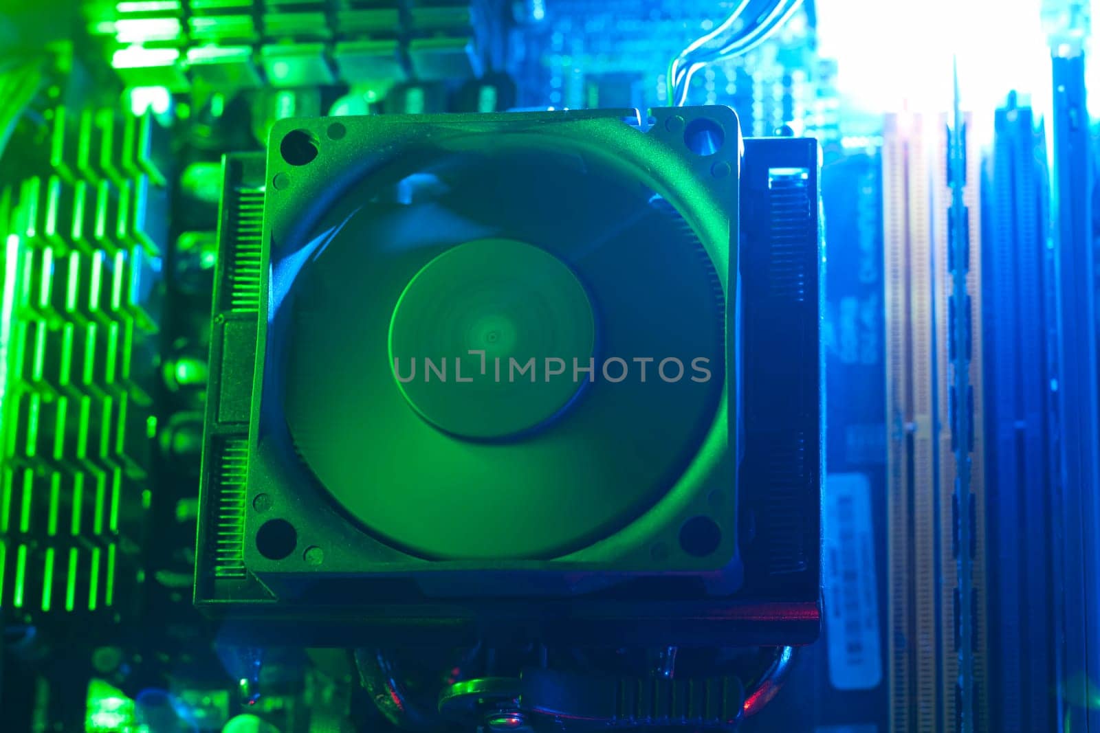 Inside a computer, details of CPU cooler