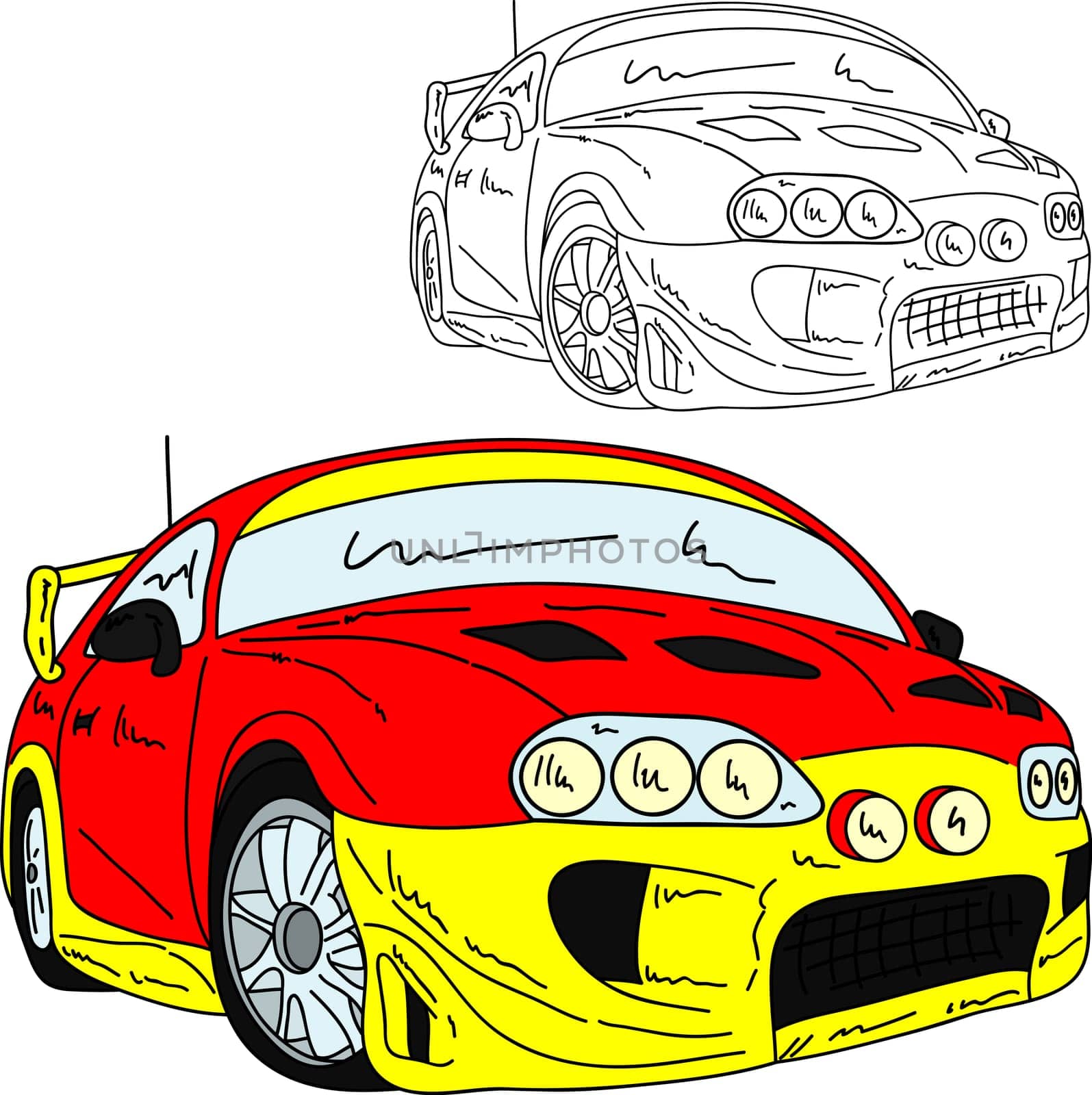 vector - rally car tuning isolated on background
