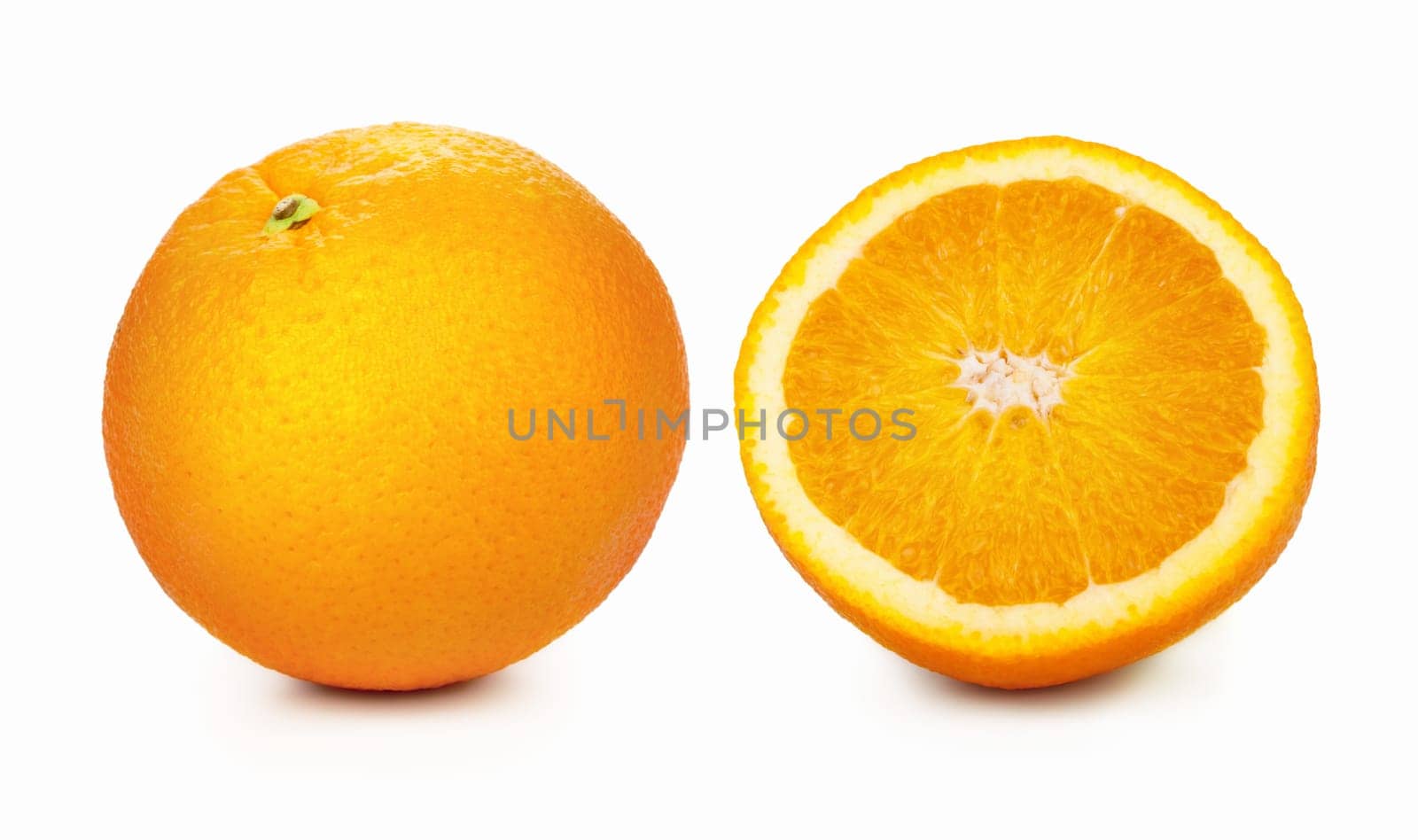 Fresh juicy orange on white background, studio shot
