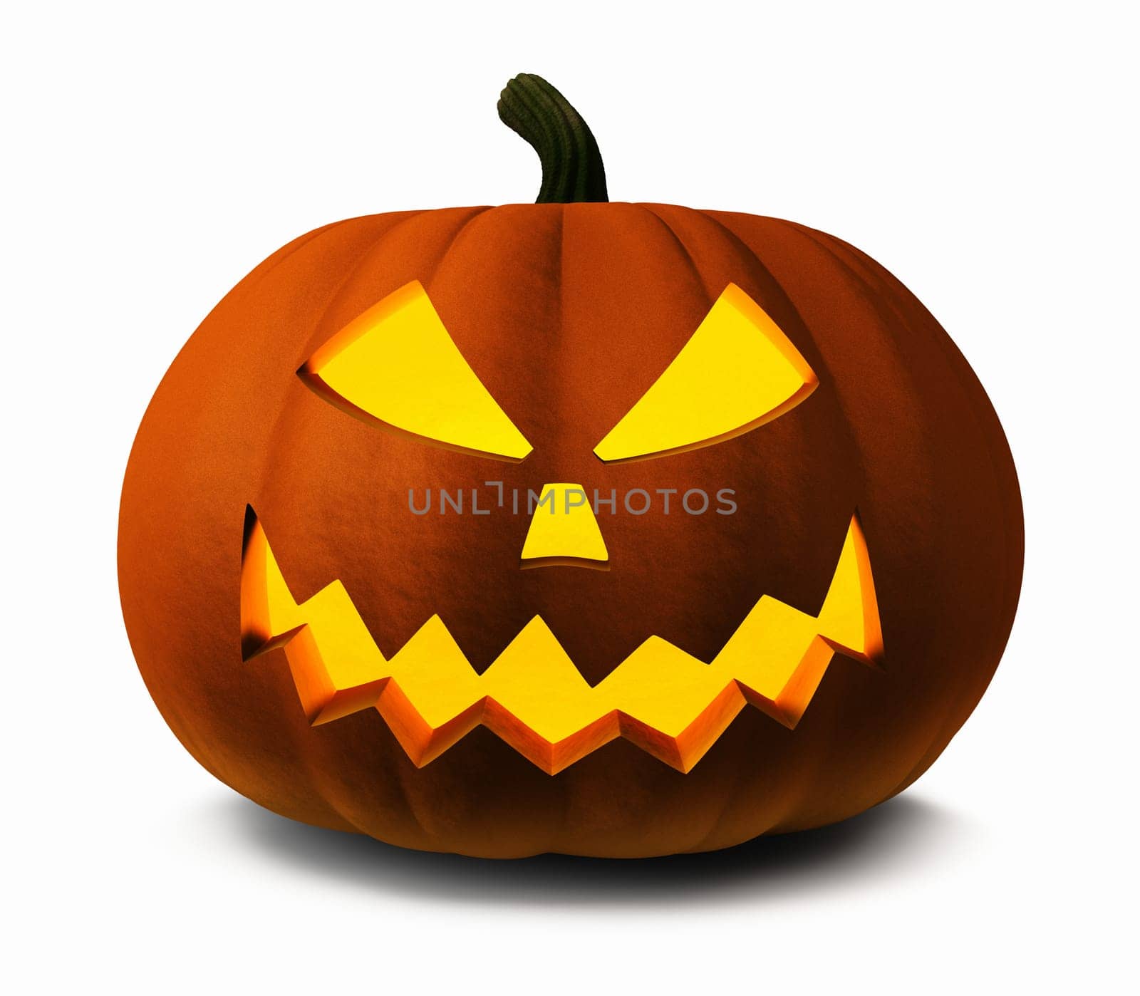 Scary Jack O Lantern halloween pumpkin, 3d illustration