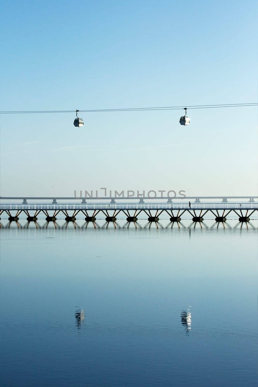 Suspended cable car at Parque das Nacoes, Lisbon