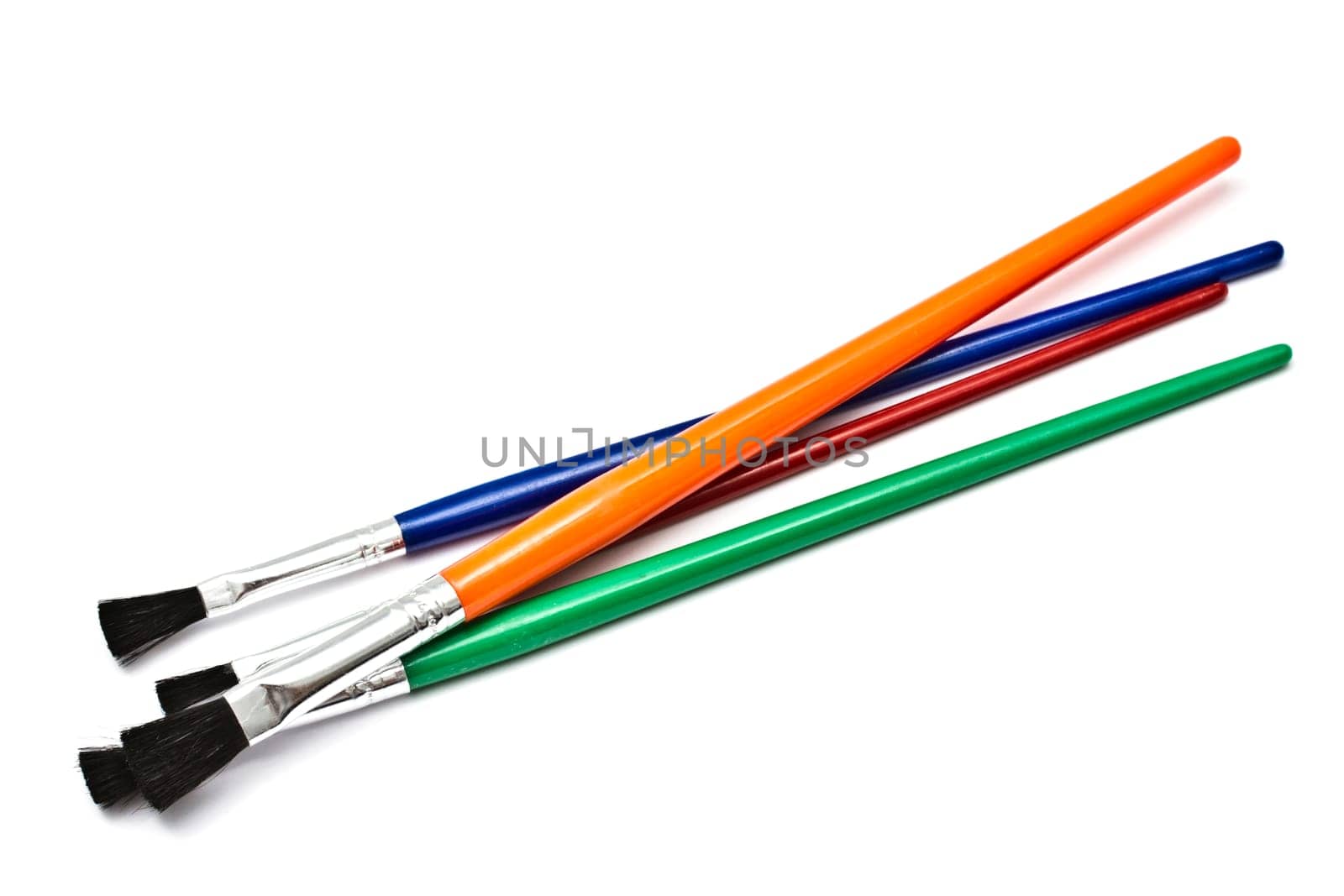 Colorful paintbrushes isolated on white background