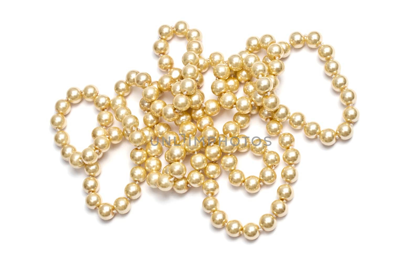 Beautiful string of beads isolated on white background
