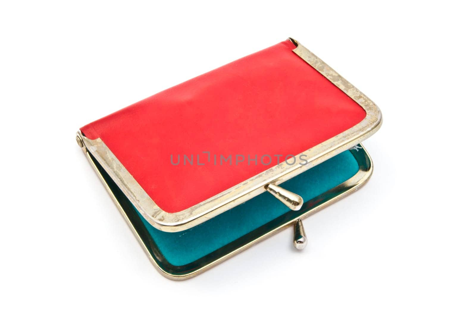 Old purse isolated on white background