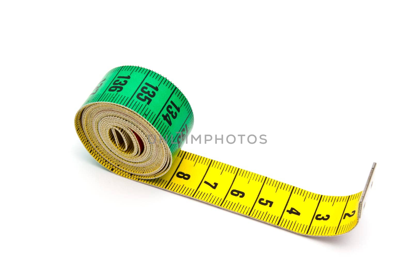 Tape measure closeup on white background