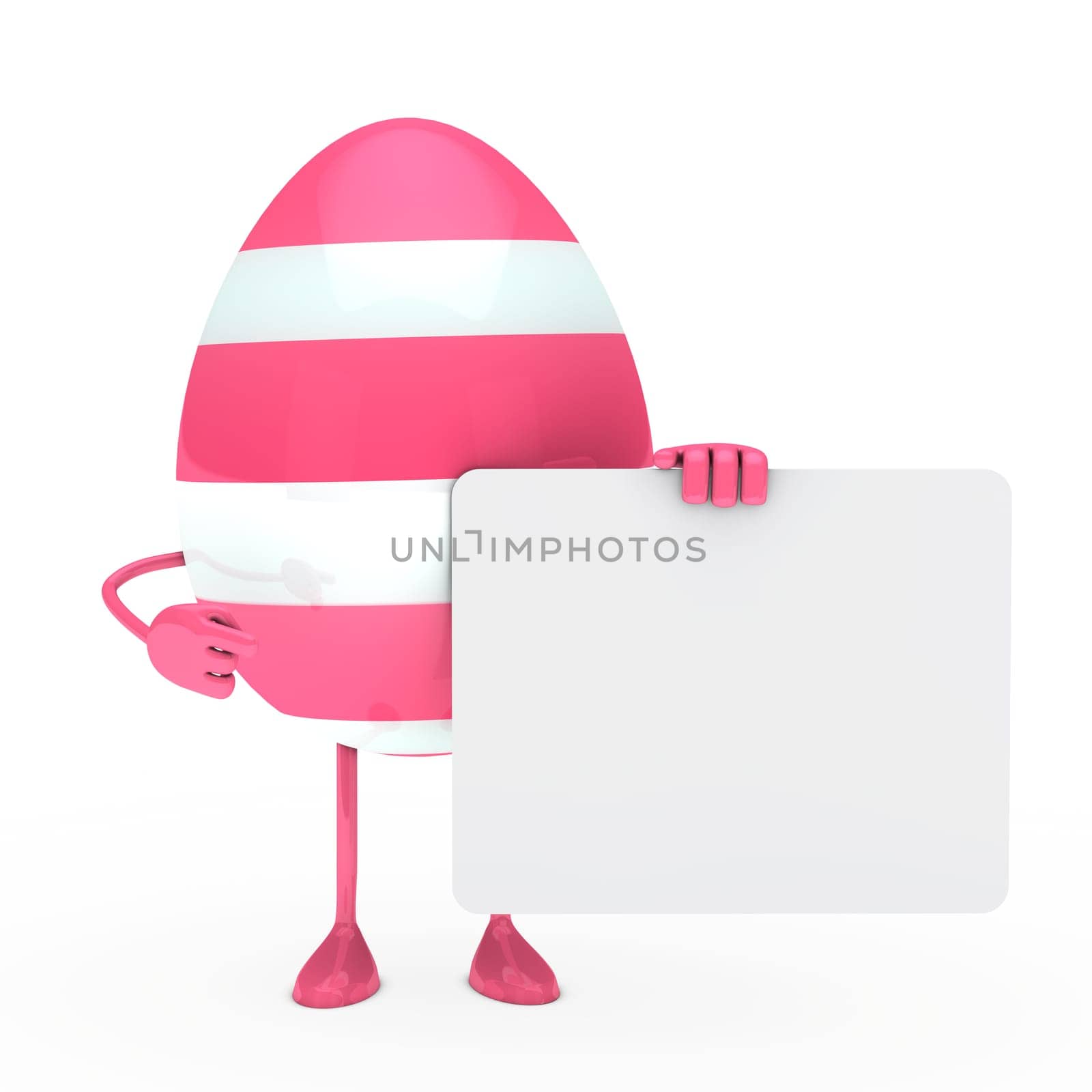 easter pink egg figure hold a billboard