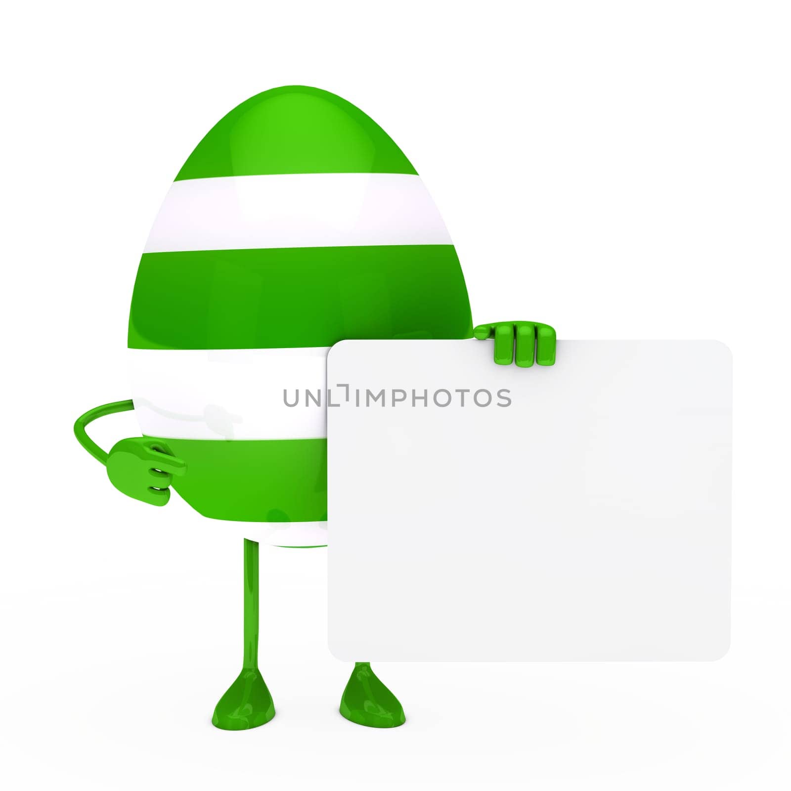 easter green egg figure hold a billboard