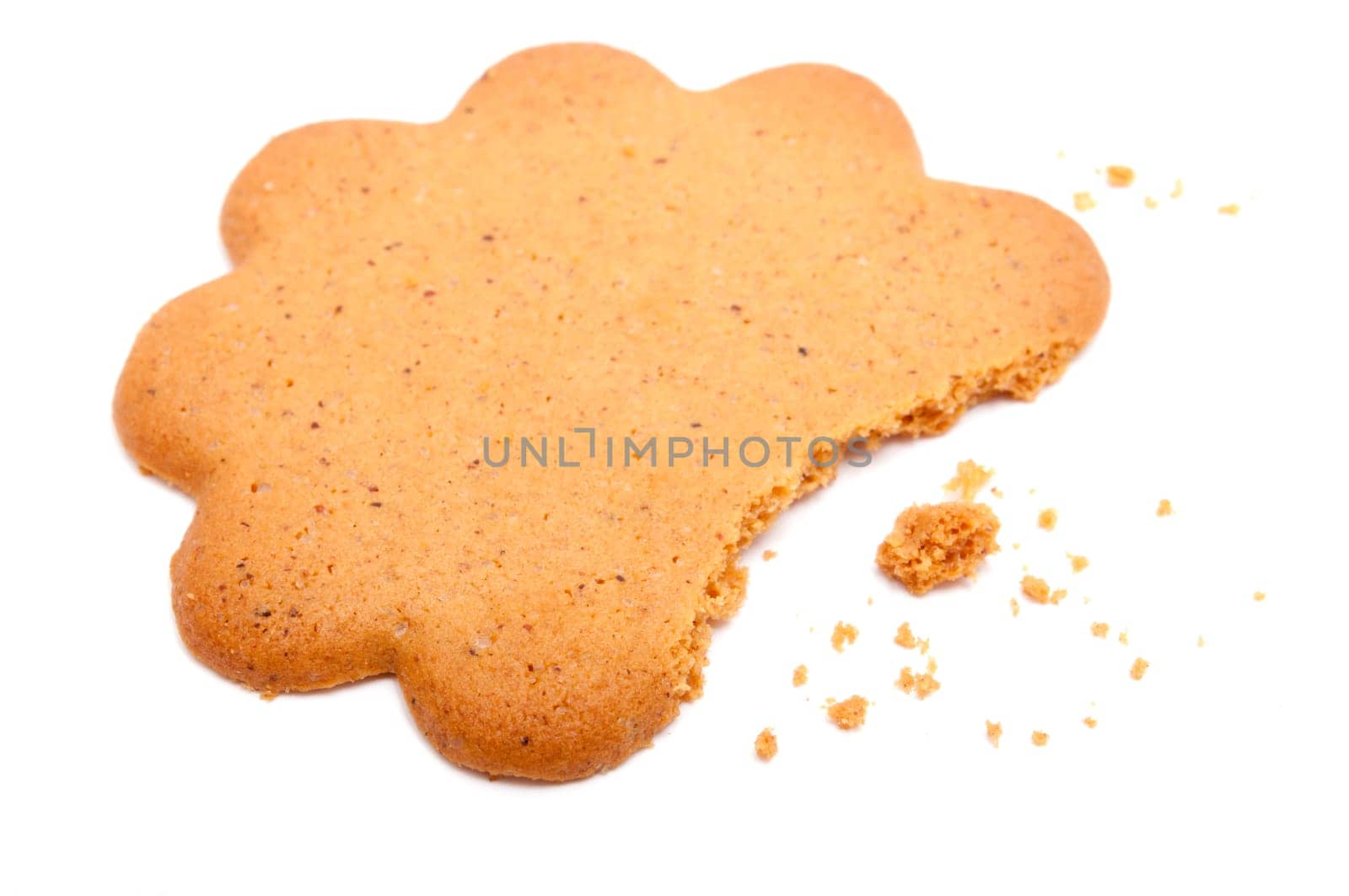 Half of Ginger Cookie on White Background