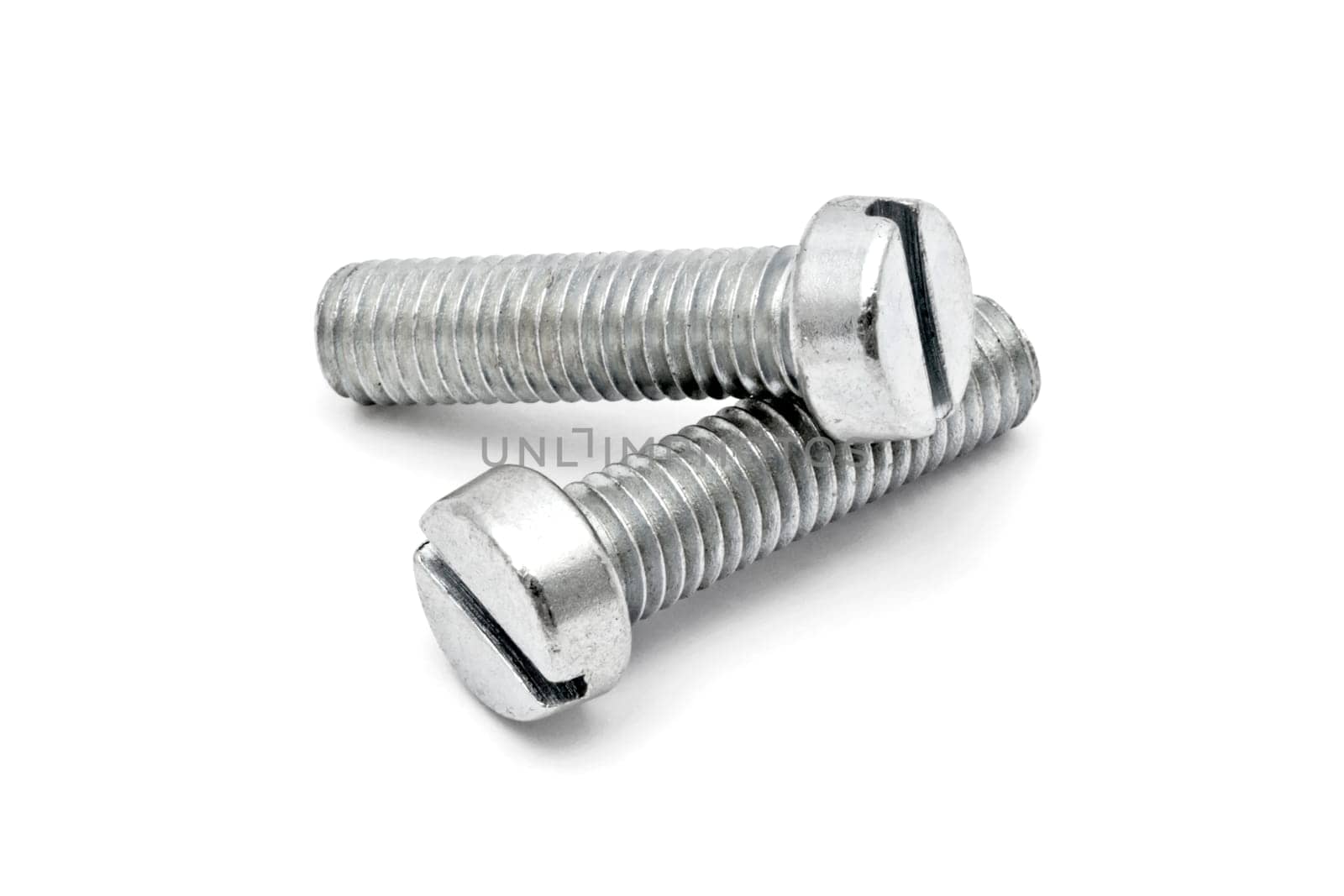 Two bolts closeup on white background
