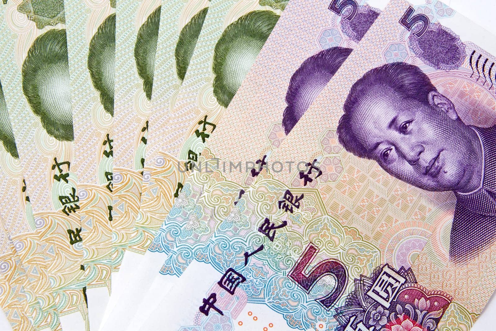 Background of different chinese money closeup
