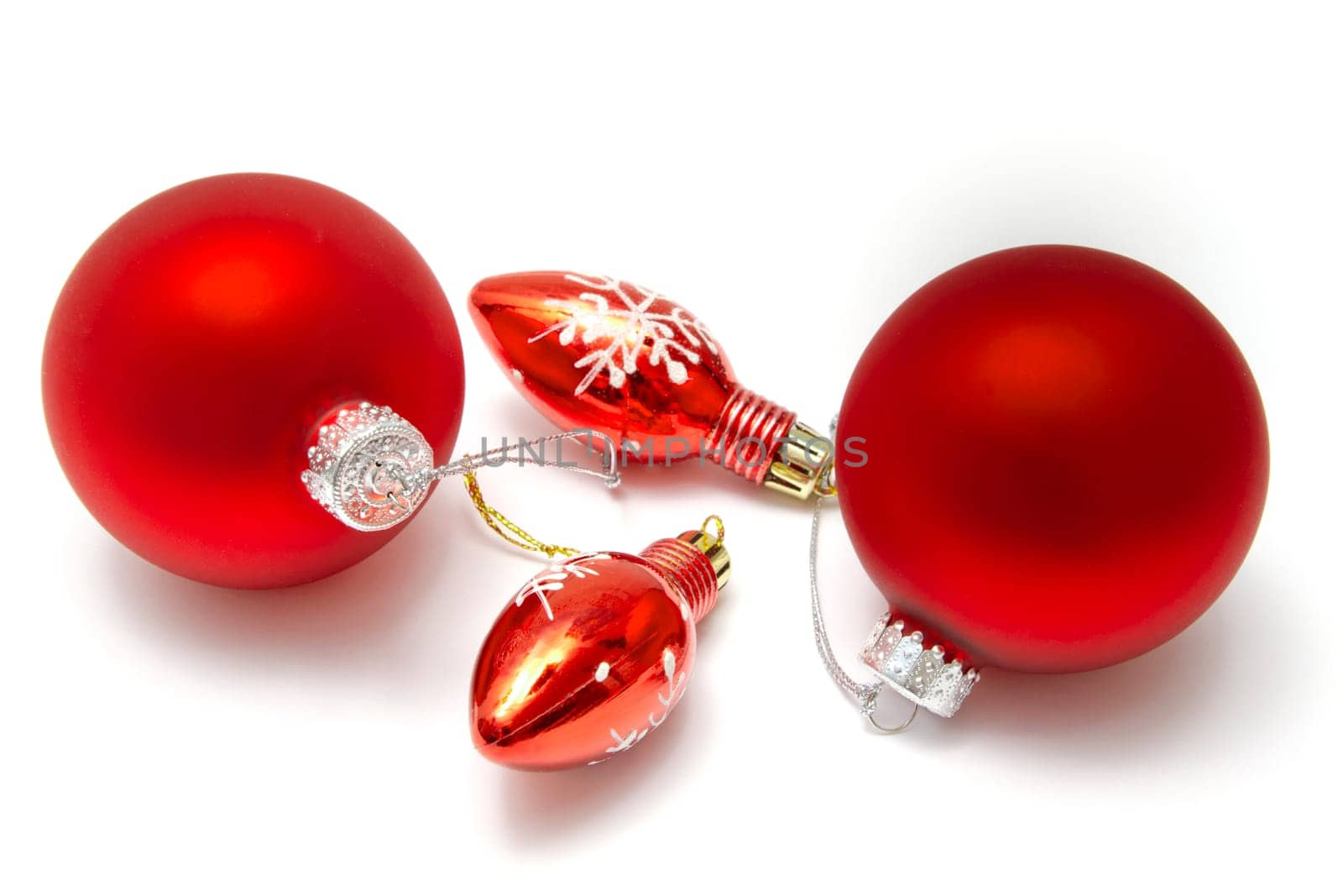 Beautiful christmas decorations isolated on white background