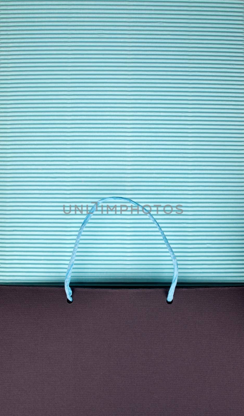 Paper bag with handles on blue corrugated cardboard