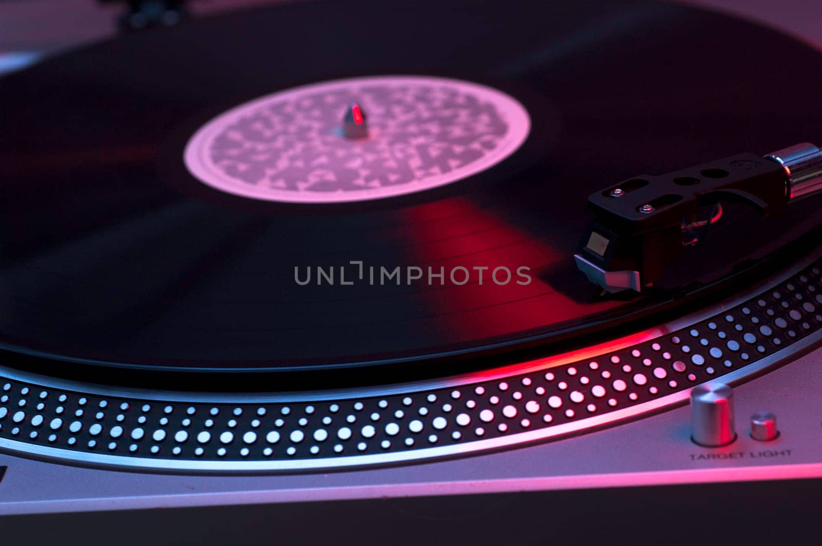 Record Player with Red and Blue Light.