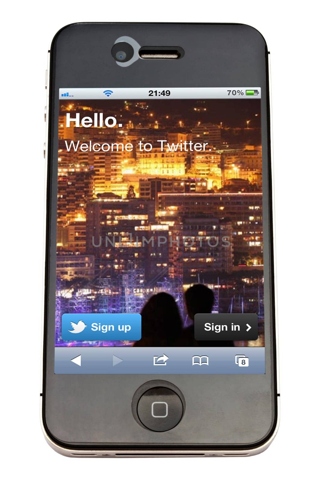 Twitter website display on iPhone 4s screen