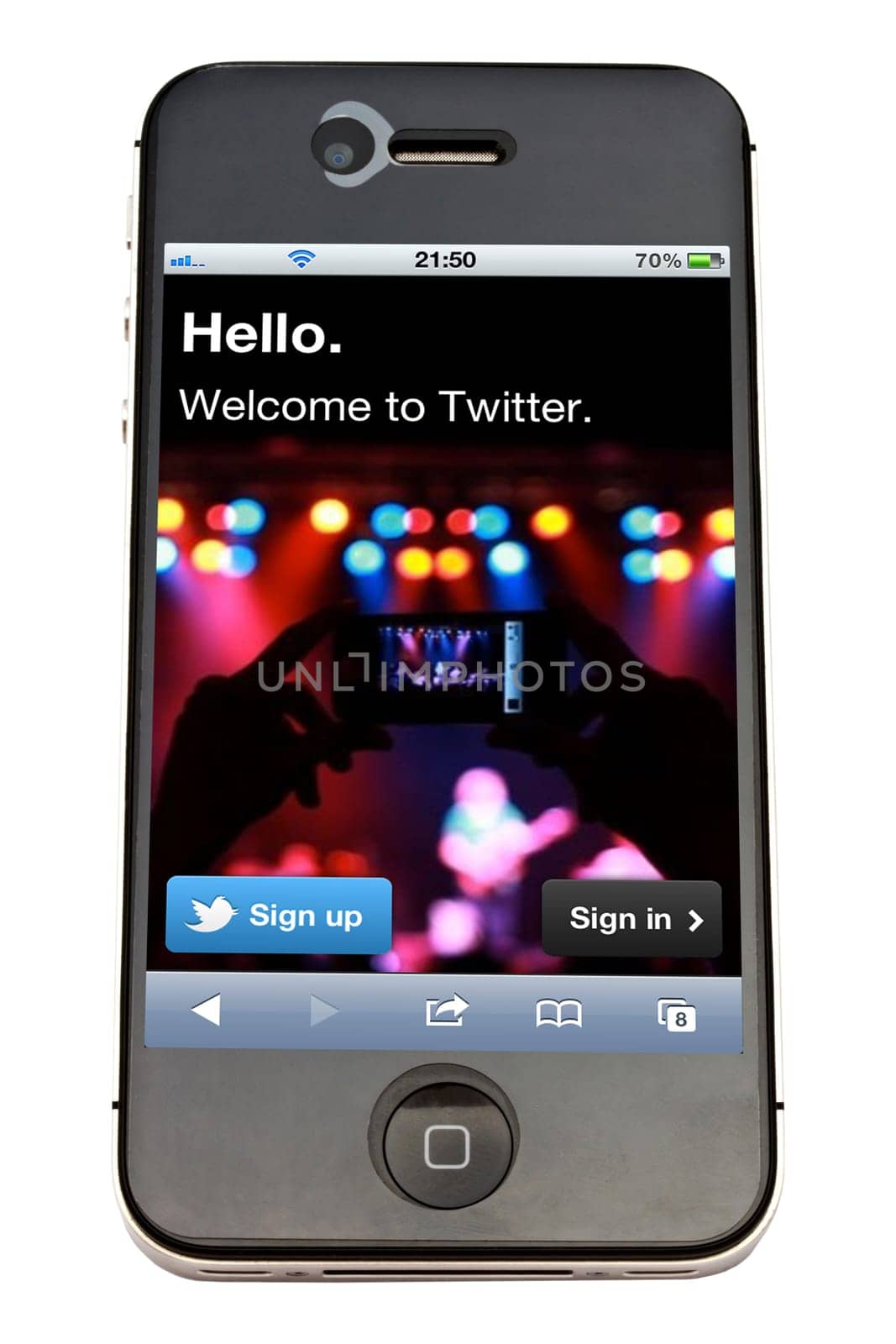 Twitter website display on iPhone 4s screen