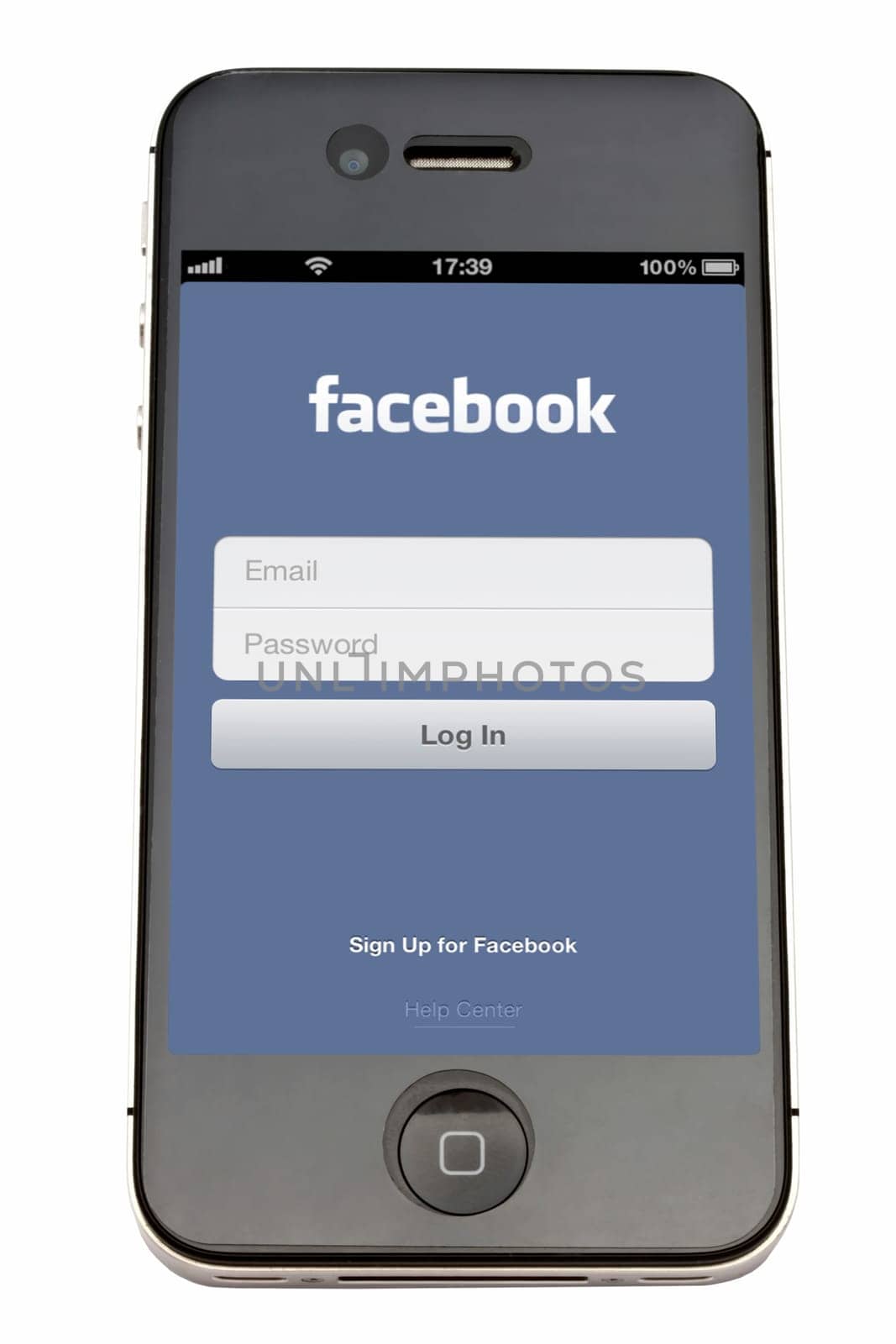 Facebook website display on iPhone screen