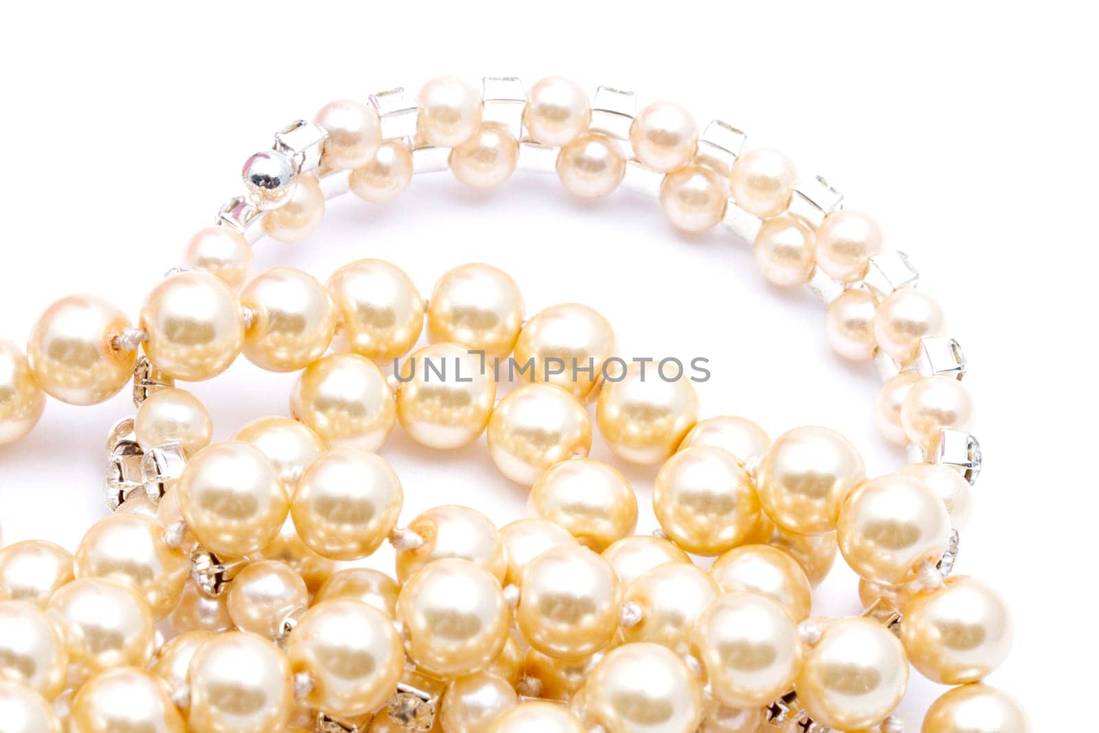 Beautiful string of beads isolated on white background