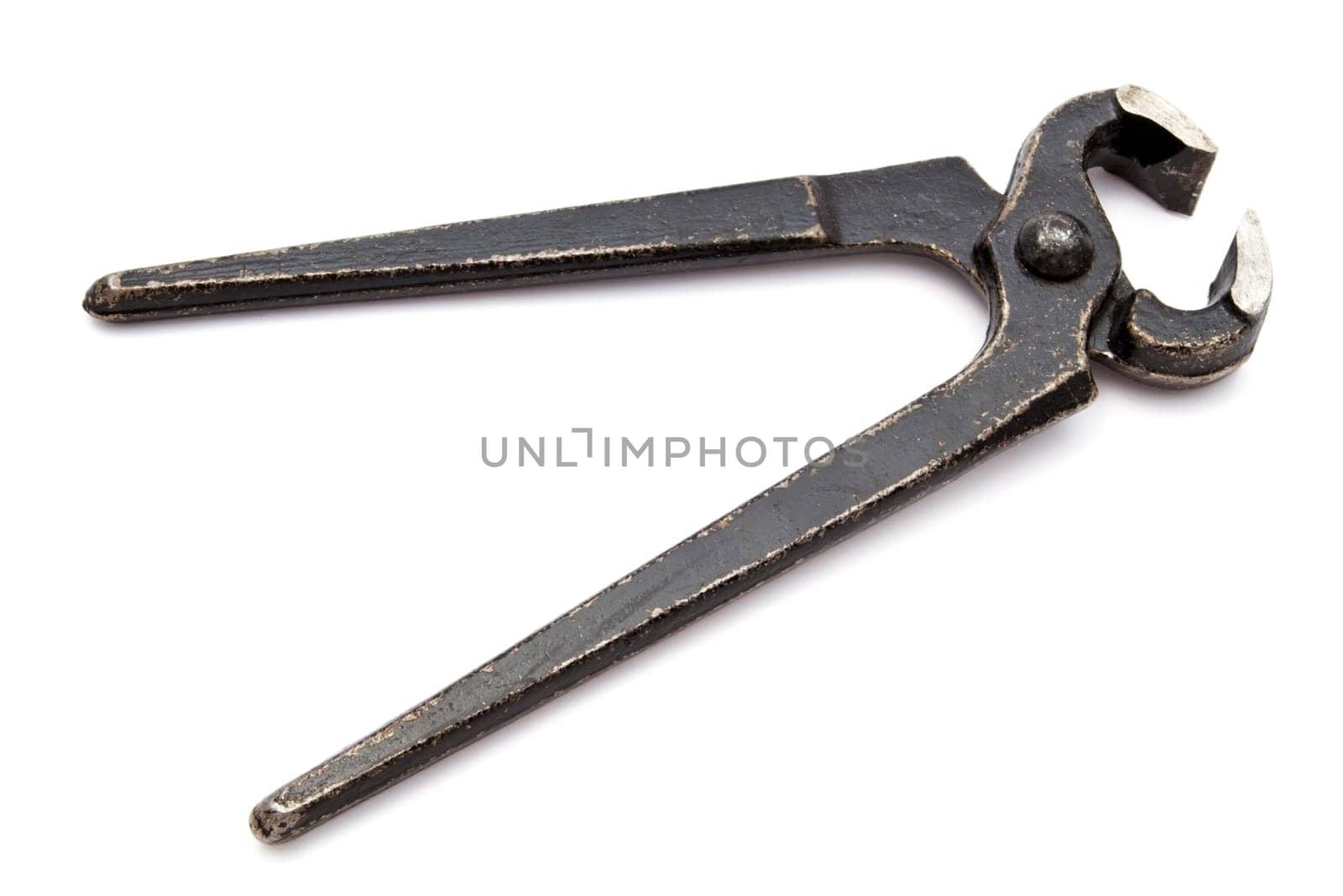 Old pliers isolated on white background