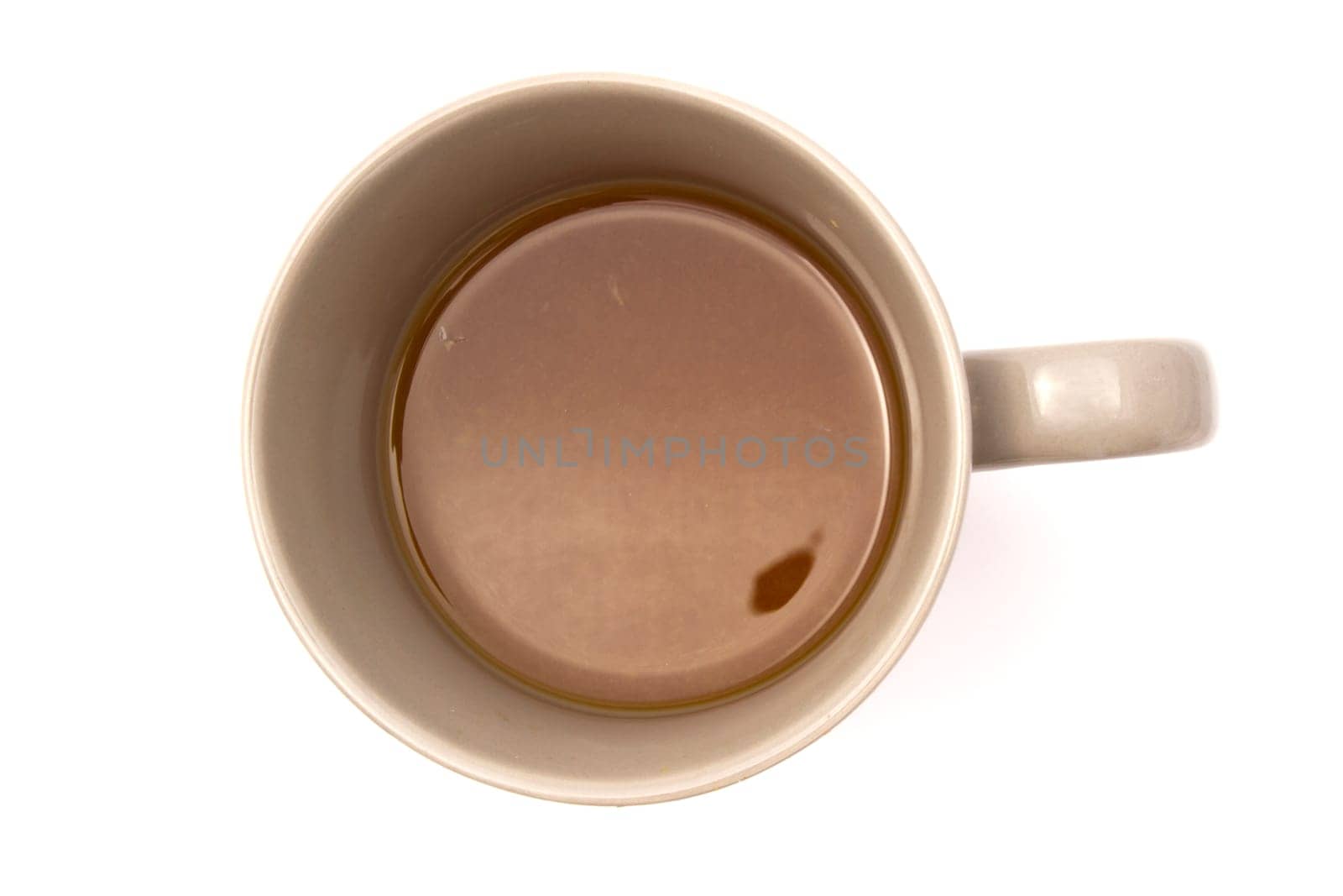 Cup of tea closeup on white background