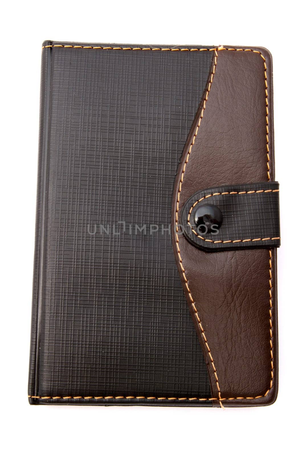 Black notebook isolated on white background