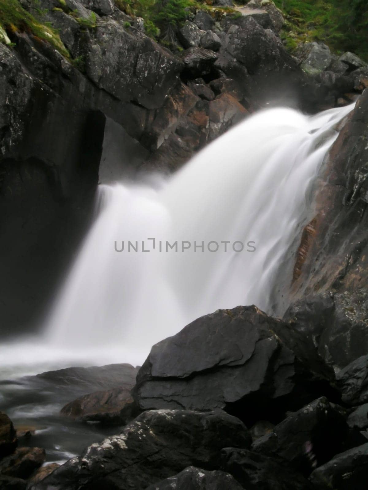 Nature landscape of mountain waterfall