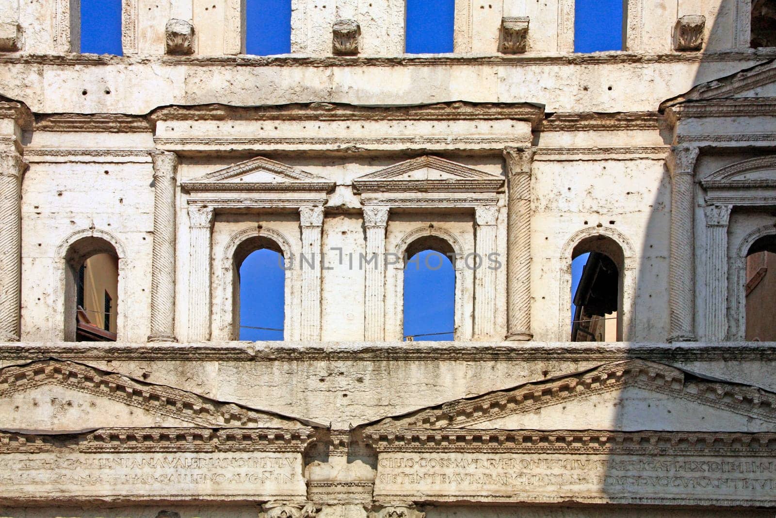 The Porta dei Borsari in Verona,Italy - Roman city gate,built in 265 AD under Emperor Gallienus