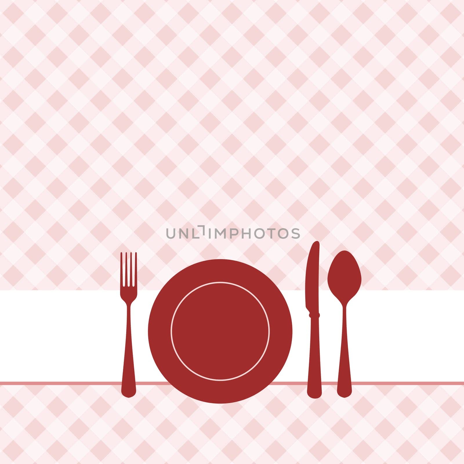 Vector brunch invitation with red pattern on the background