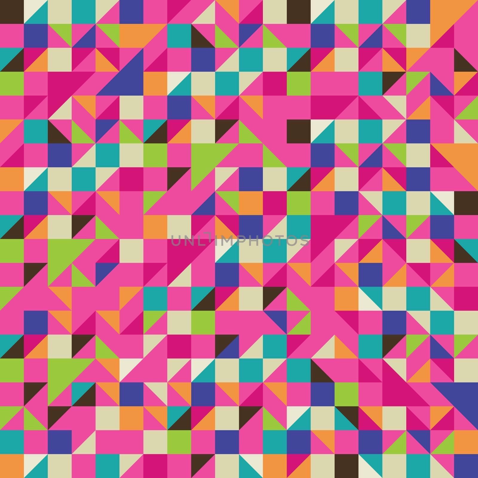 Triangle and Square mosaic in pink and other colors
