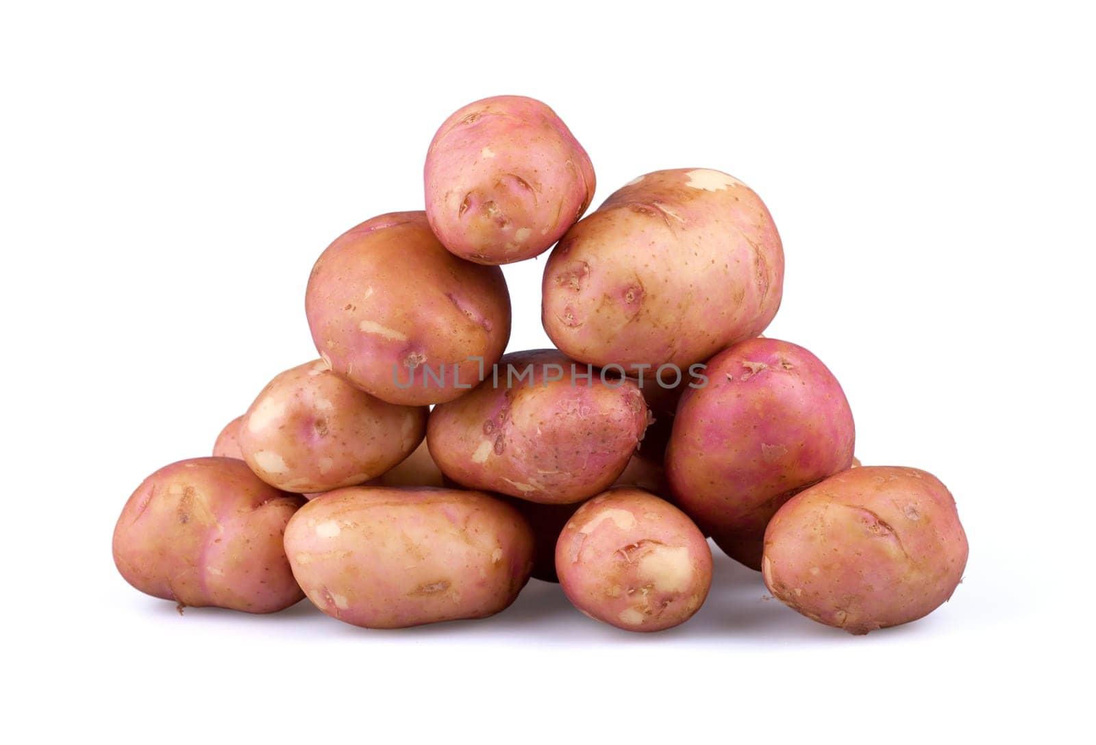 Fresh potatoes isolated on white background.