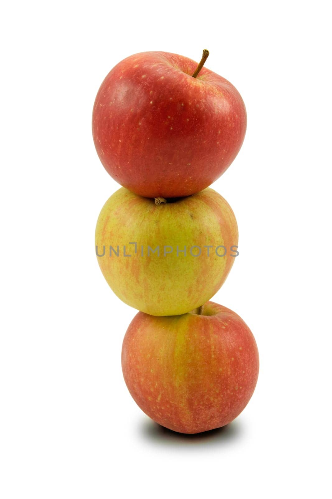 stack of three apples,isolated on white background