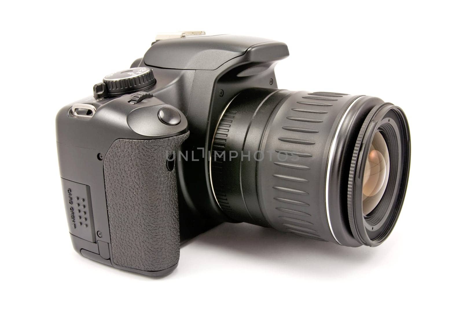 modern digital photo camera isolated on white background