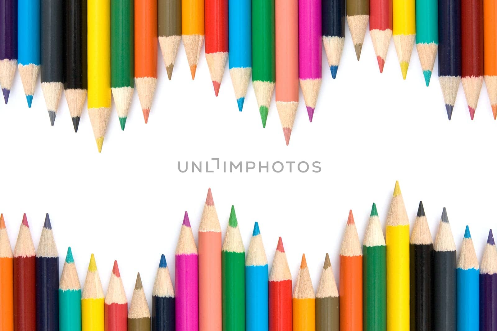 pencils with different color over white background