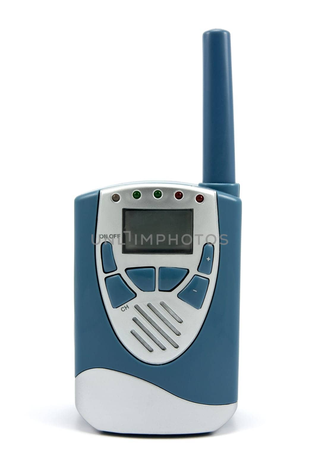 Portable walkie talkie radio on white background