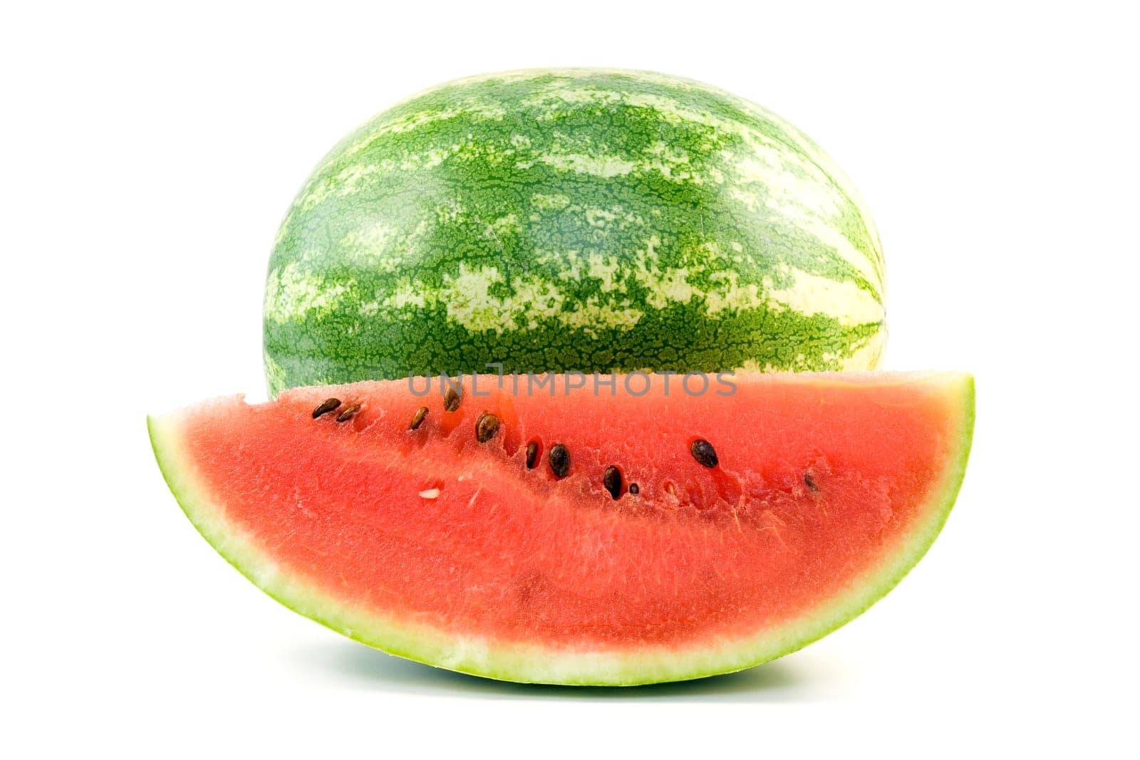 freshly cut watermelon over a white background