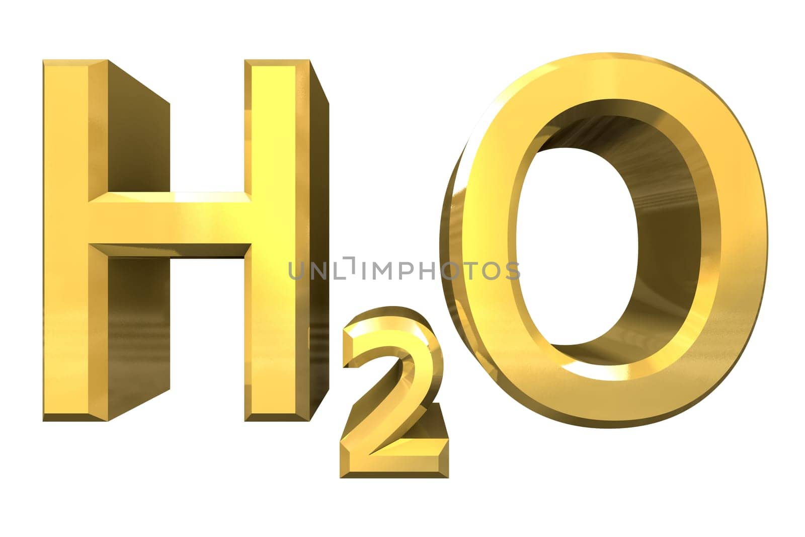 3d chemistry formulas in gold of water